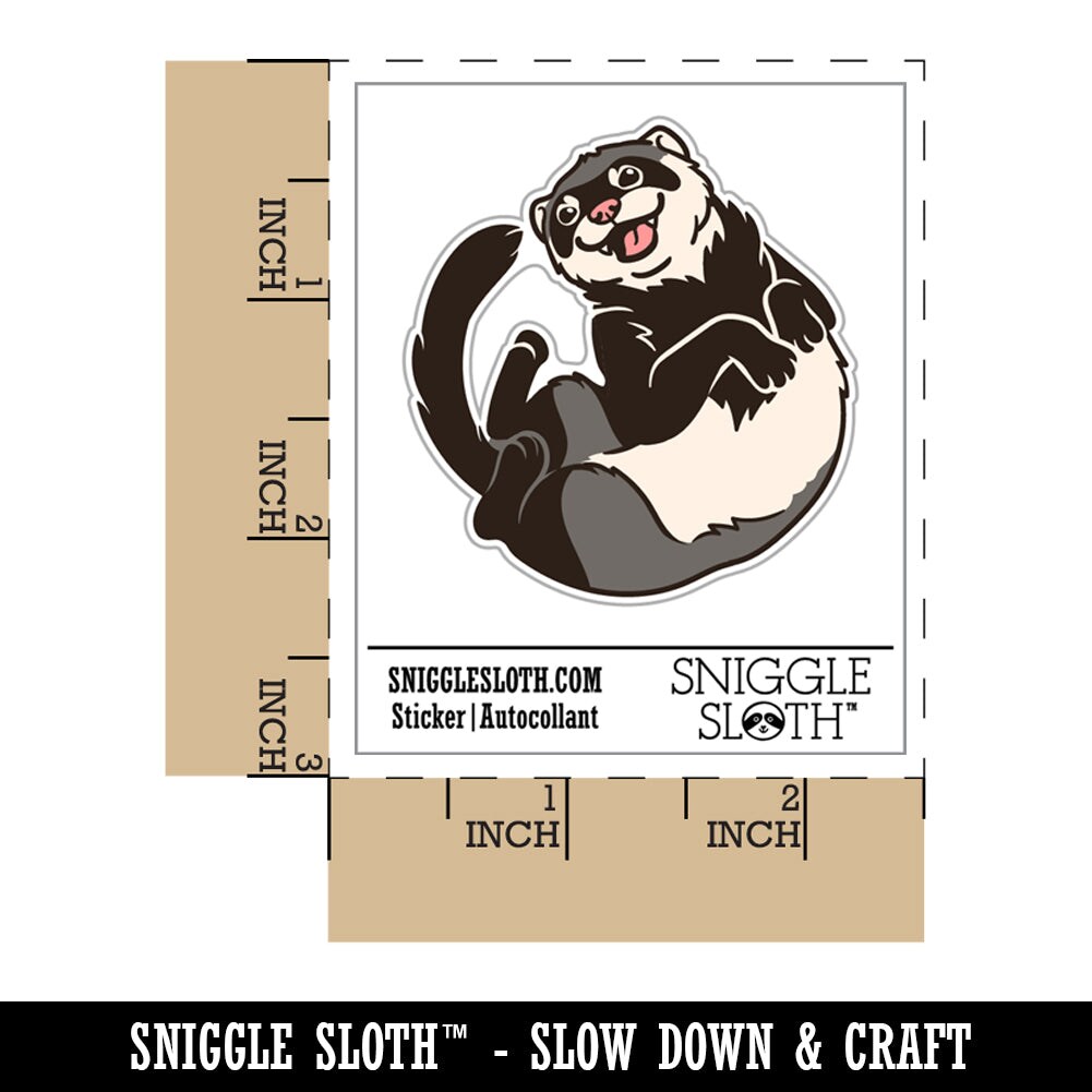 Silly Ferret on Back Waterproof Vinyl Phone Tablet Laptop Water Bottle Sticker Set - 5 Pack