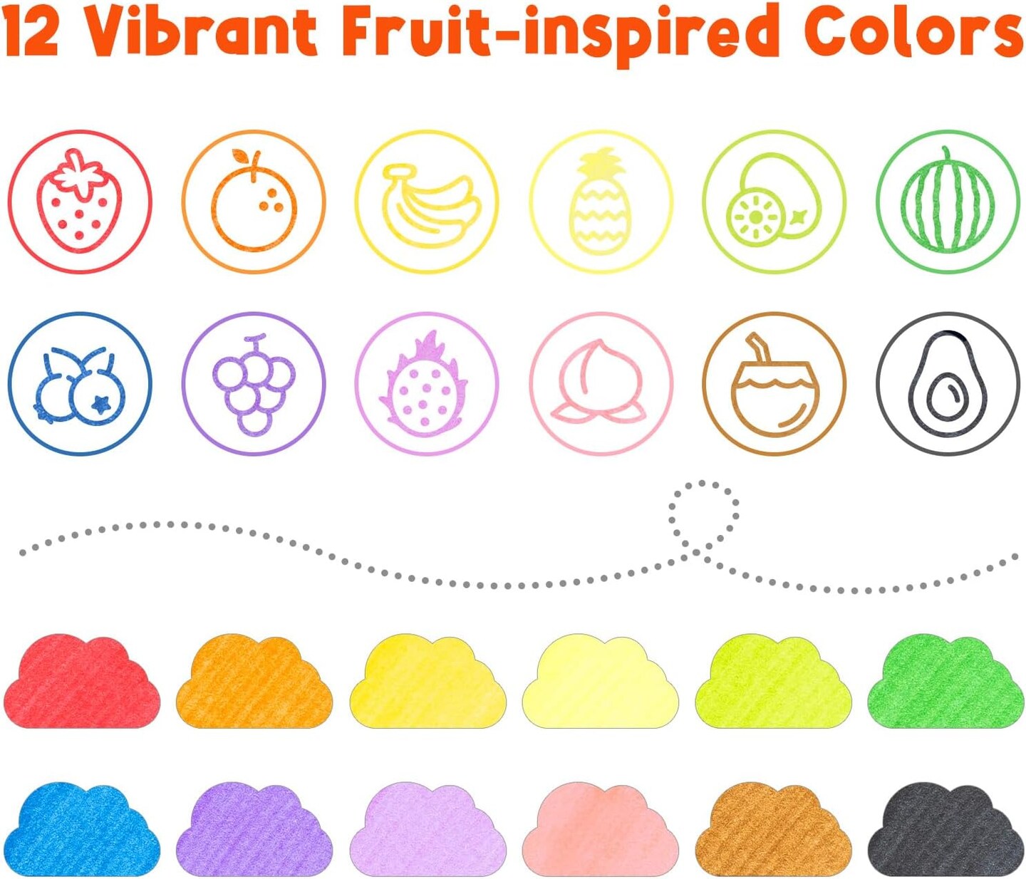 Ohuhu Stamper Washable Markers for Kids 12 Colors Water-based Dual Tips Stamp &#x26; Broad Line Tip Kids Markers Coloring Markers for Kids Preschool Classroom Supplies Age 3+