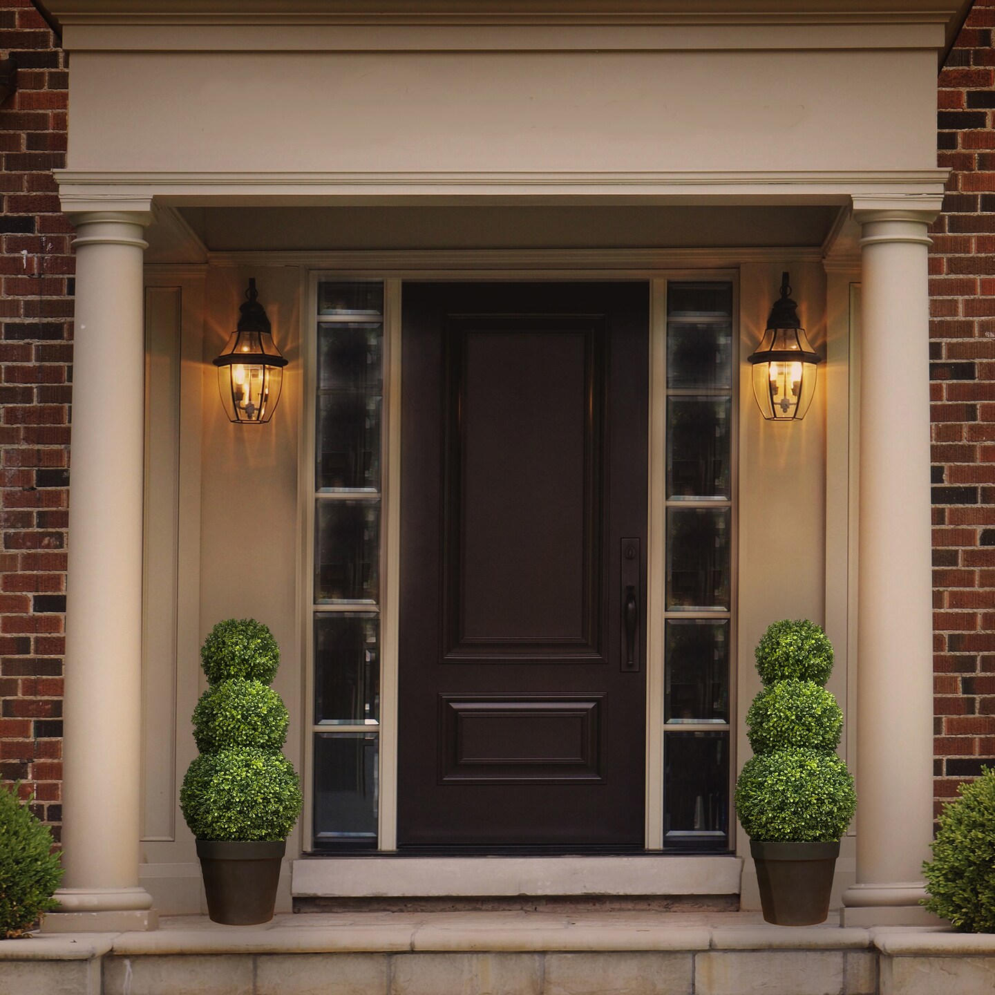 Haute Decor Adjustable Artificial Topiary - Includes 1 Artificial Boxwood Topiary for Front Porch - Adjust The Space Between Topiary Balls - Available in Triple or Double Styles