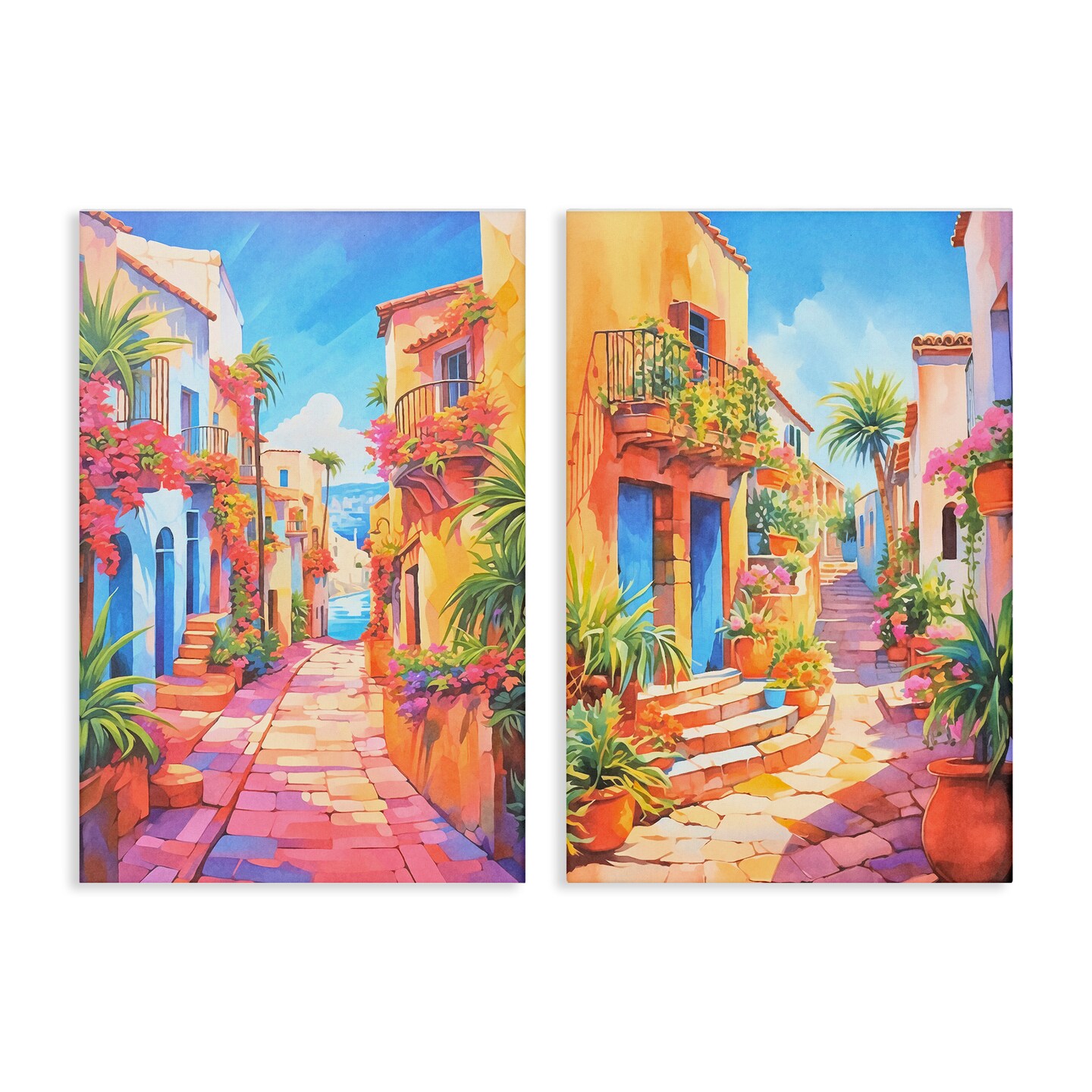 Stupell Industries Quaint Mediterranean Village 2 pc Canvas Wall Art Set Design by Andrea Haase