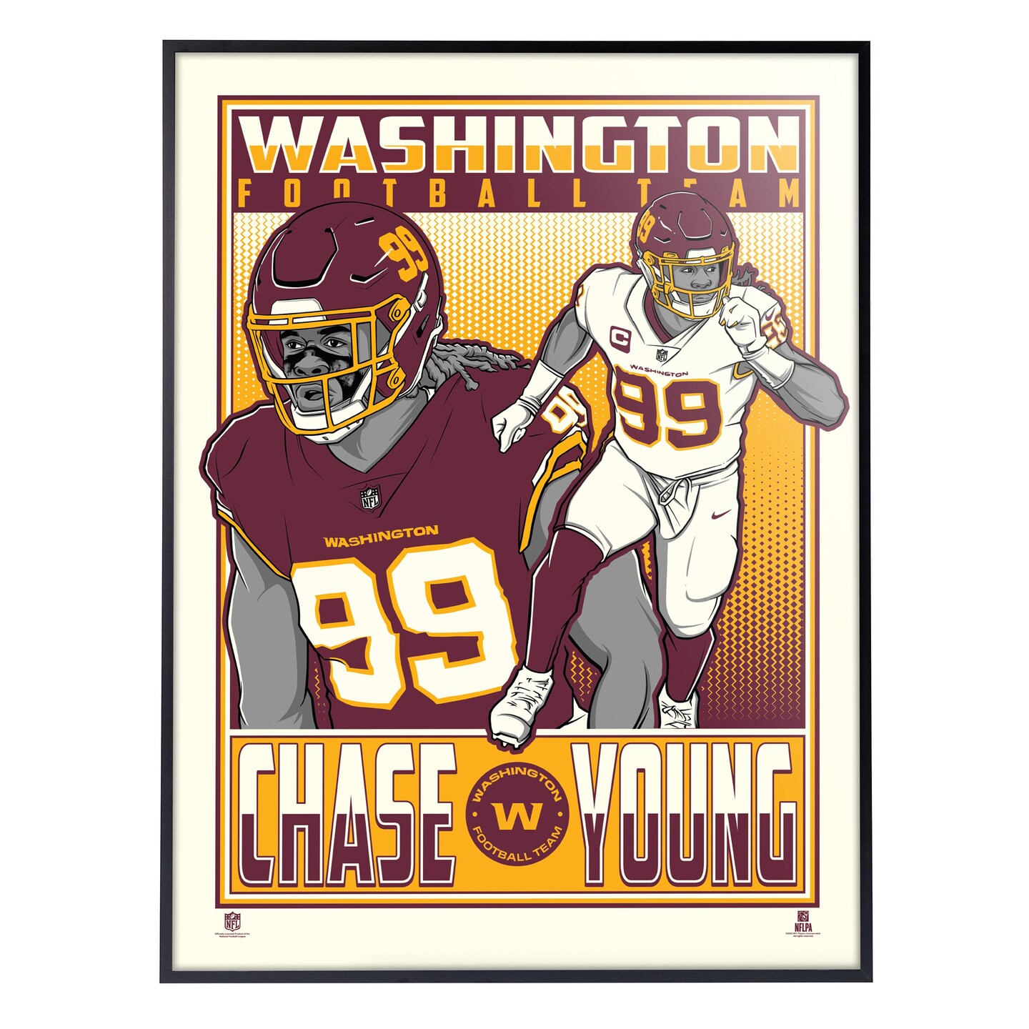 Phenom Gallery Washington Football Team Chase Young 18&#x22; x 24&#x22; Deluxe Framed Serigraph