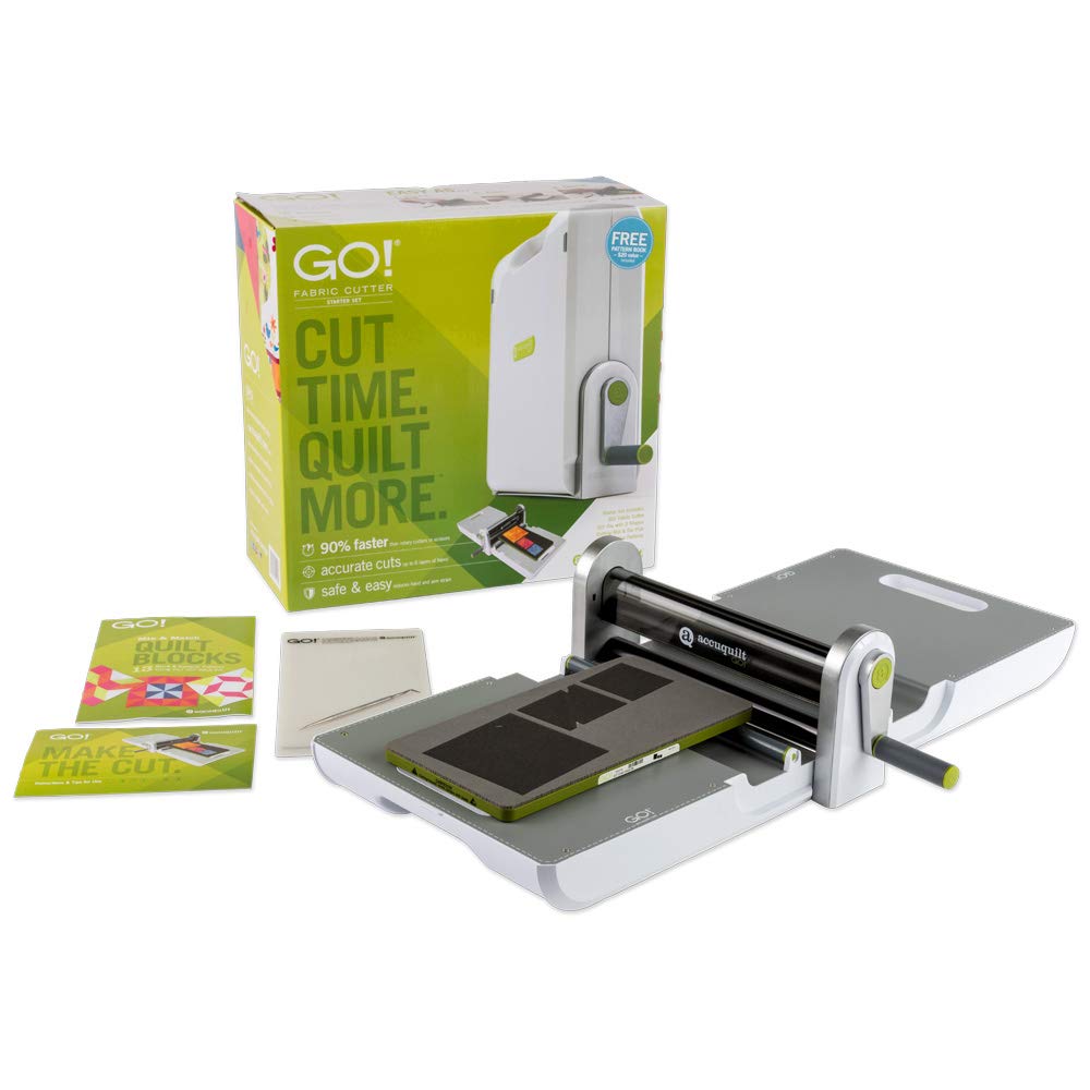 AccuQuilt GO! Big Electric Fabric Cutter Starter Set - 90% Faster Than Scissors or Rotary Cutters | Cuts 6 Layers of Fabric | Accurate Cuts Every Time | Compatible with 375+ GO! Dies | Portable &#x26; Easy to Store