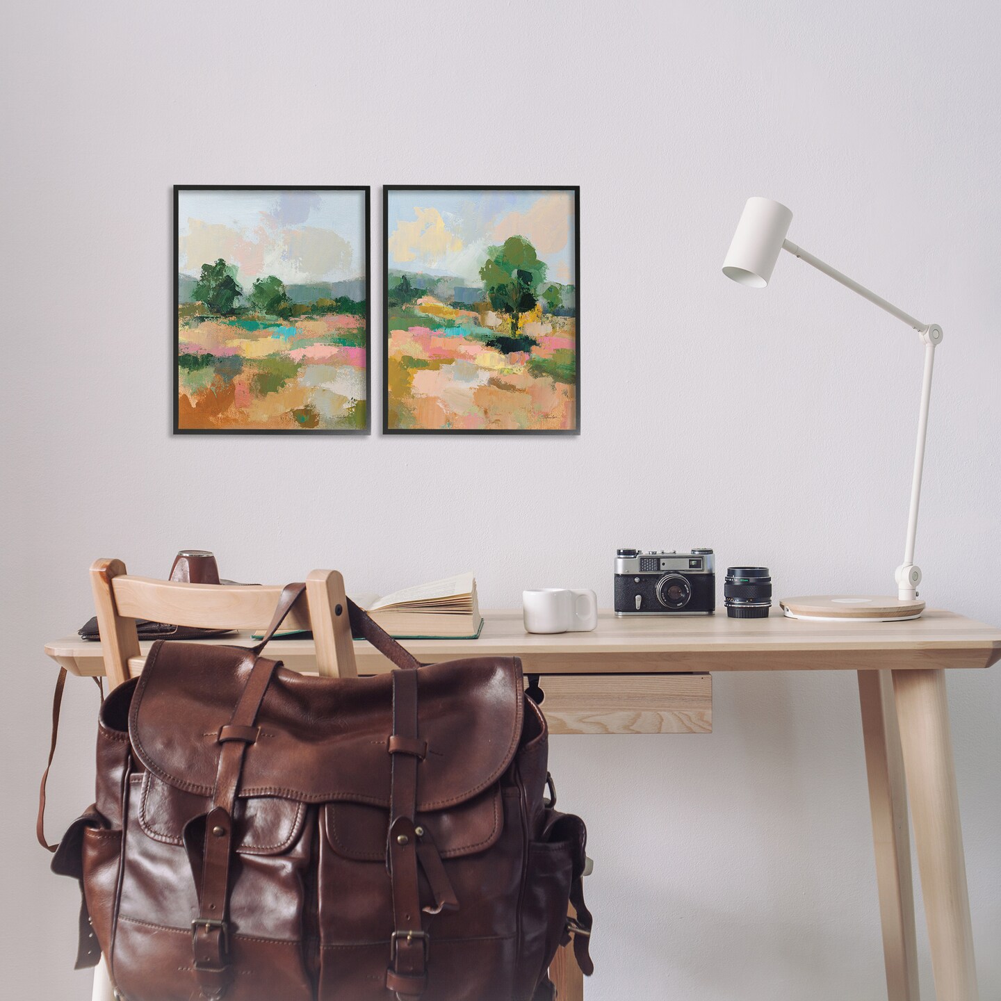Stupell Industries Spring Field Abstract Landscape 2 pc Framed Giclee Wall Art Set Design by Silvia Vassileva