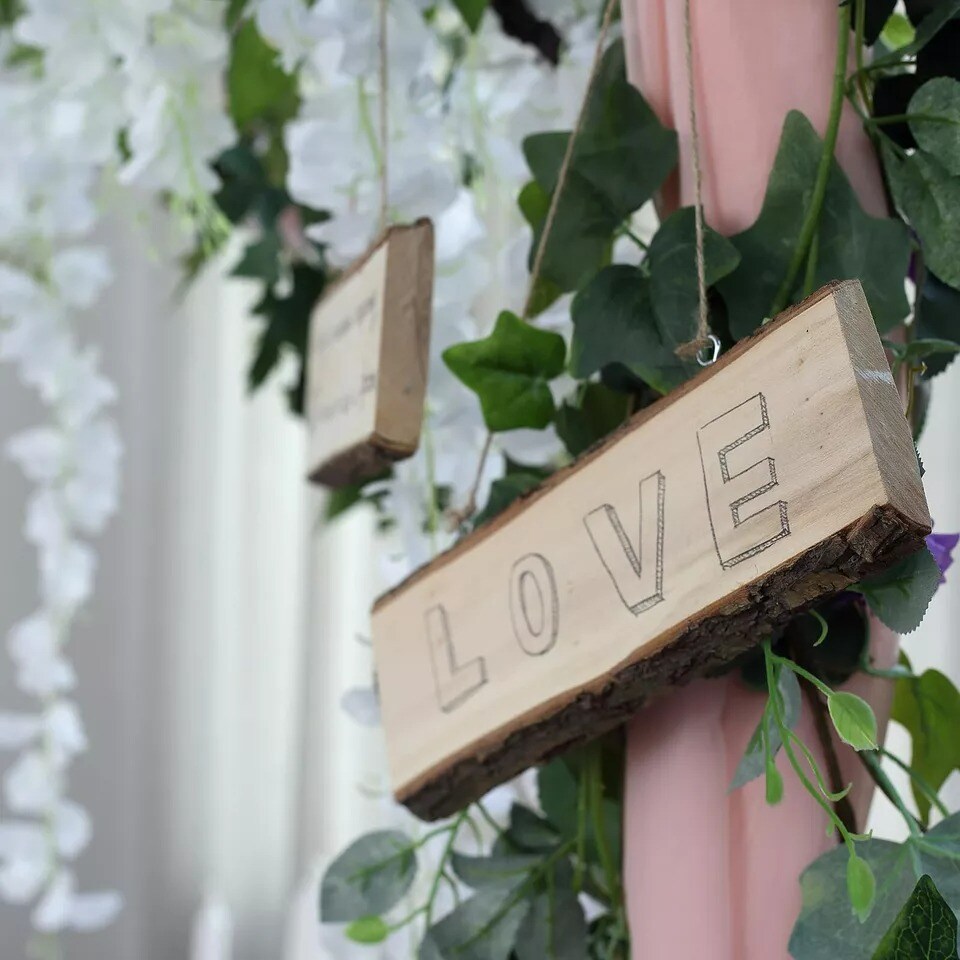 2 pcs 10.5-Inch long Brown Natural Rectangle Wood Plaques Hanging Signs