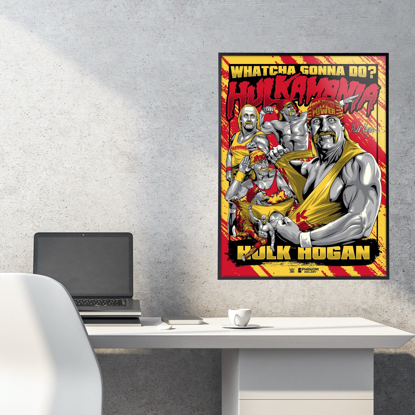 Phenom Gallery WWE Hulk Hogan Hulkamania 18&#x22; x 24&#x22; Deluxe Framed Serigraph Print
