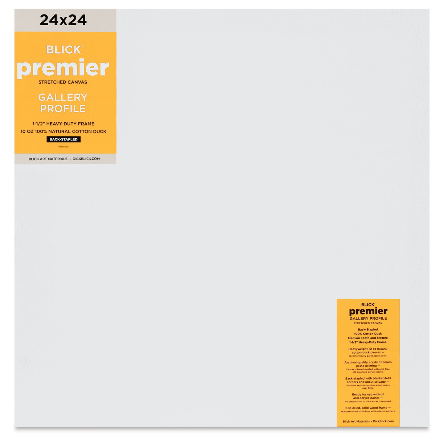 Blick Premier Stretched Cotton Canvas - Gallery Profile, Back-Stapled, 24&#x22; x 24&#x22;