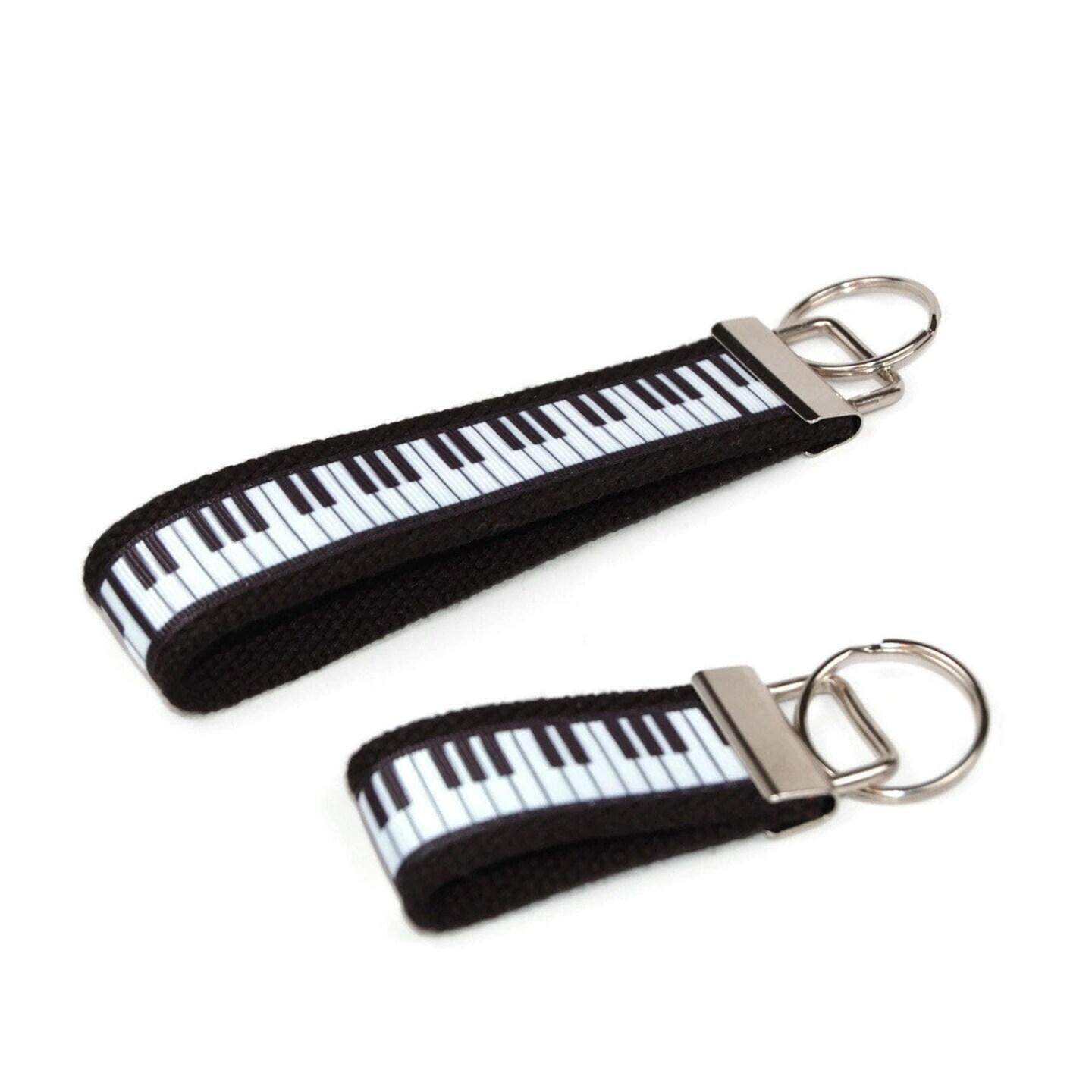 Piano Keychain Wristlet Or Small Mini Size Key Fob With Piano Keyboard Keys Perfect Music Teacher Gift