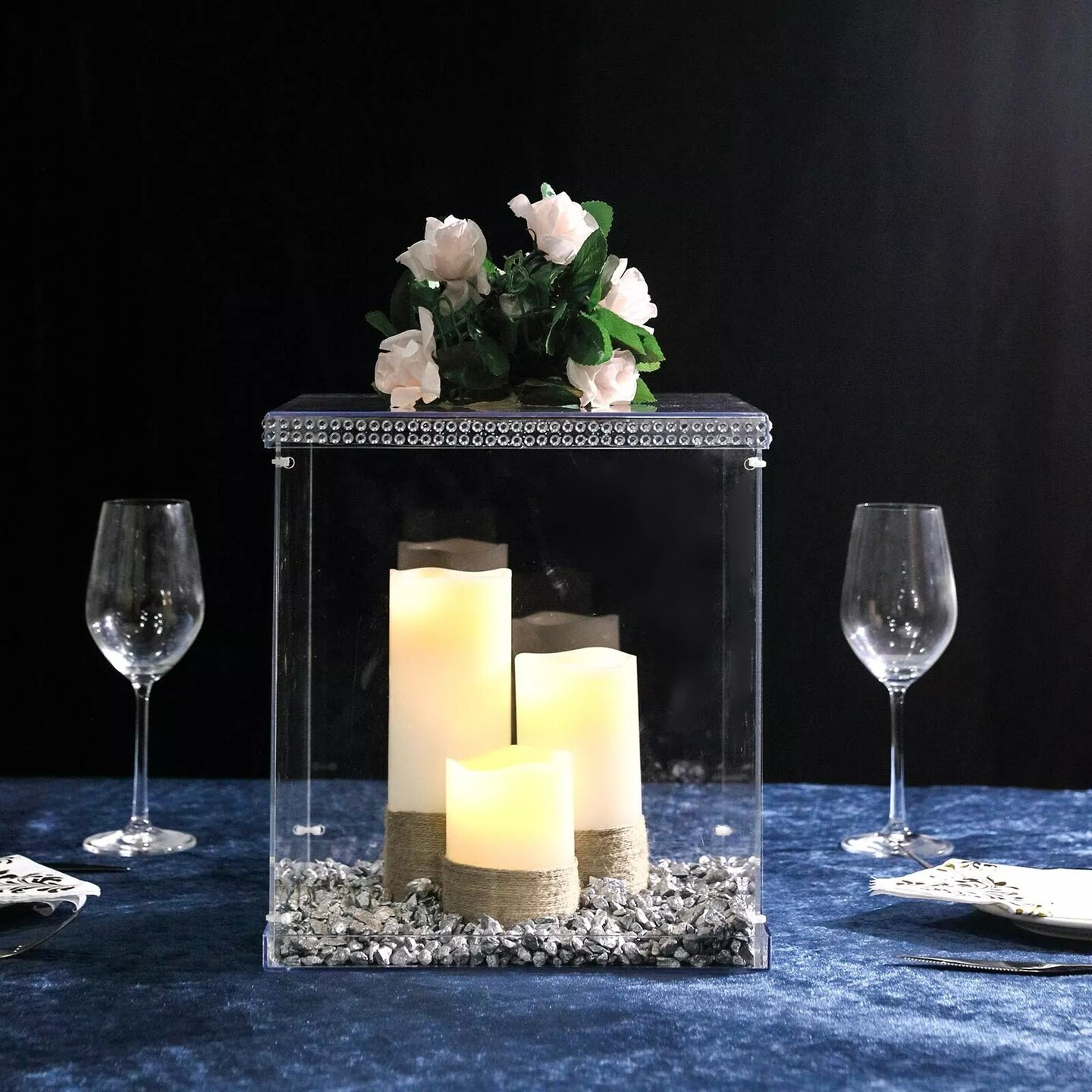 12-Inch tall Clear Acrylic DISPLAY BOX CENTERPIECE Party Column Pedestal Riser