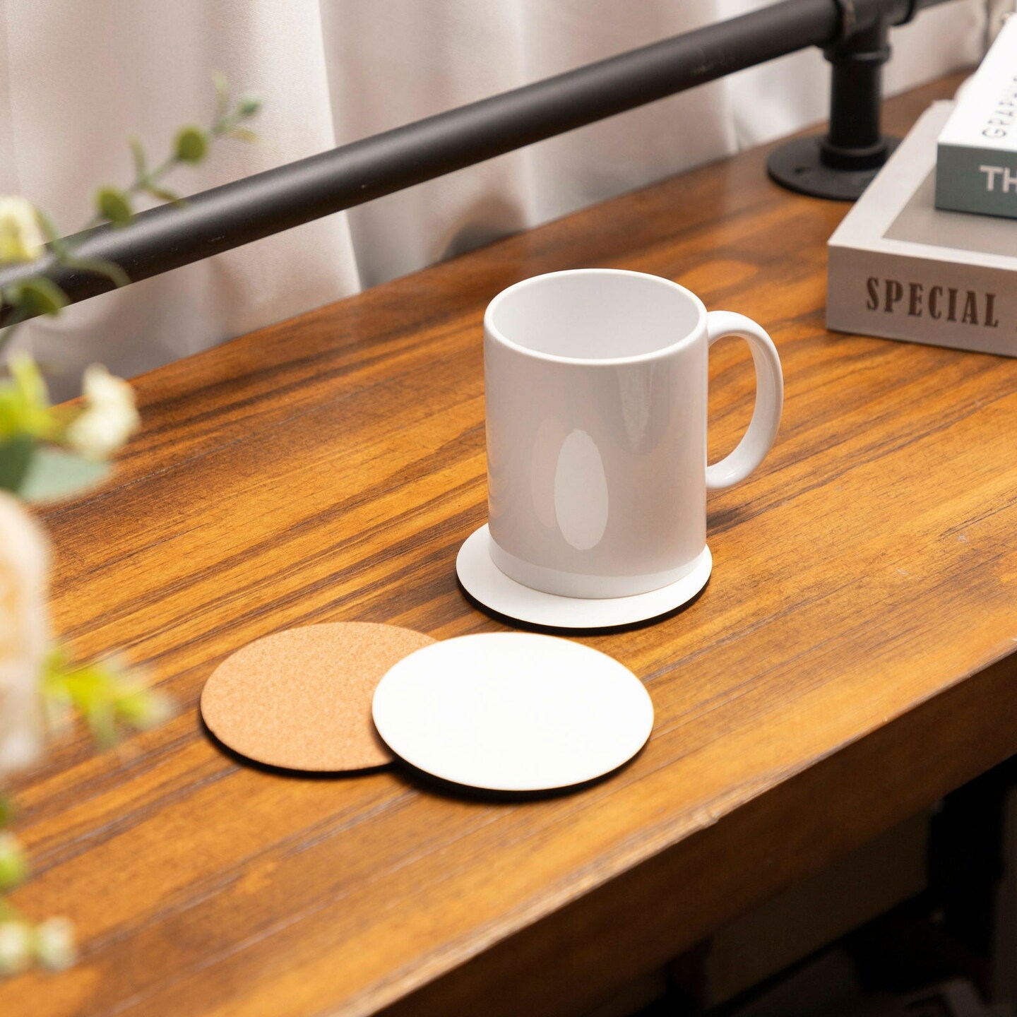 Craft Express 4-Pack White Round Coasters &#x2013; Sublimation Hardboard Blanks