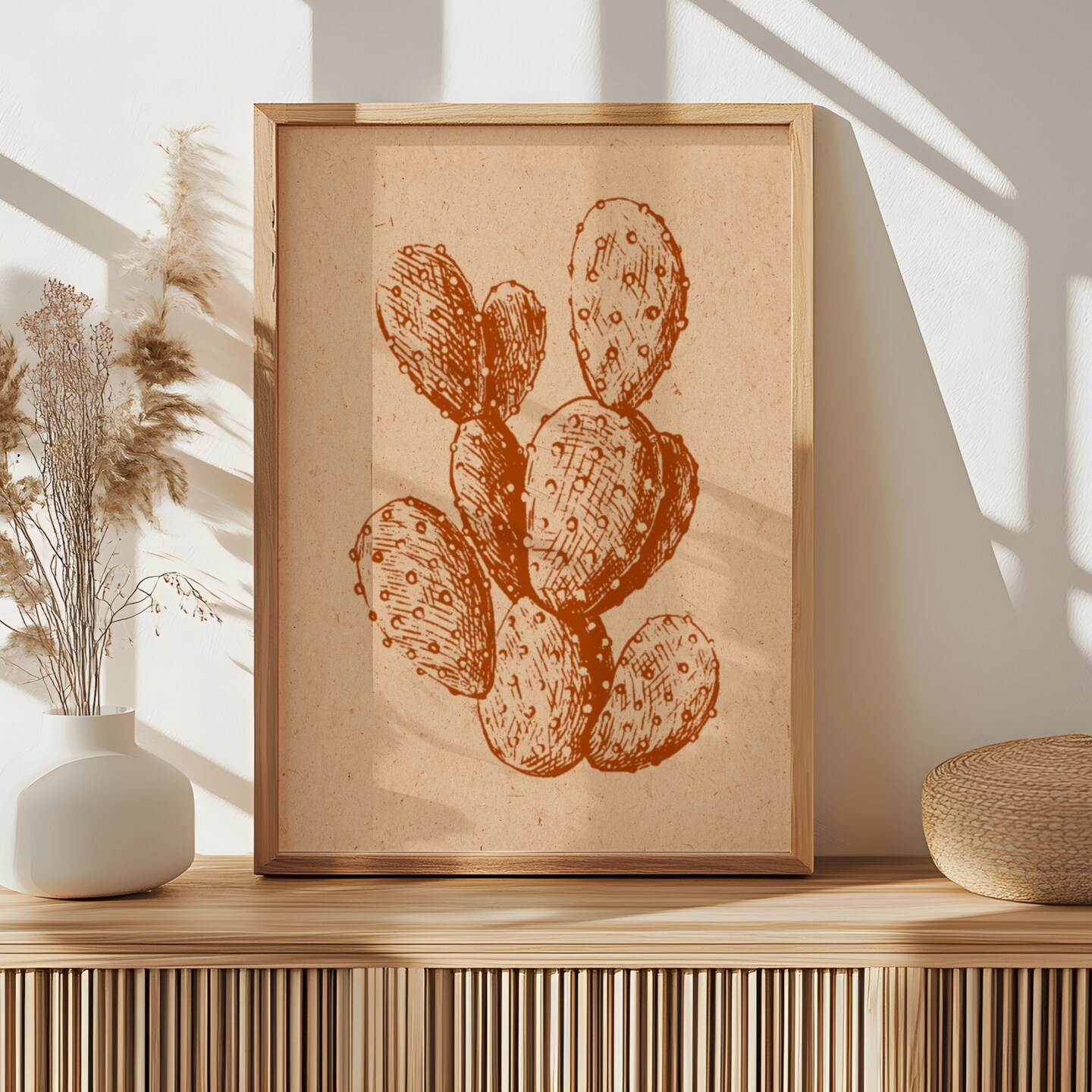 Desert Cactus Flower Art | Southwest Decor | Line Art Print
