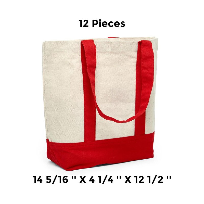 Durable Canvas Tote Bag with Two-Tone Accent 14 5/16&#x22; x 4 1/4&#x22; x 12 1/2&#x22;