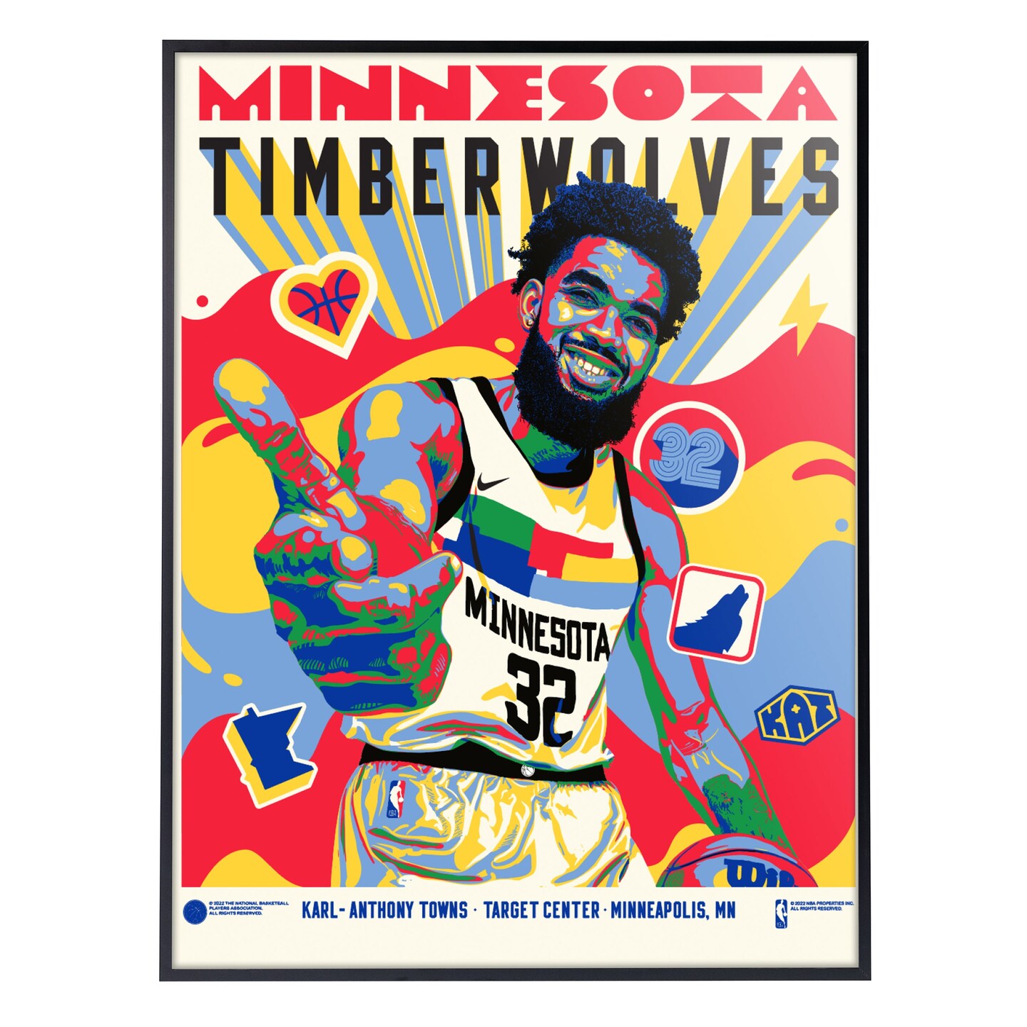 Phenom Gallery Minnesota Timberwolves Karl Anthony Towns City Edition 18" x 24" Serigraph