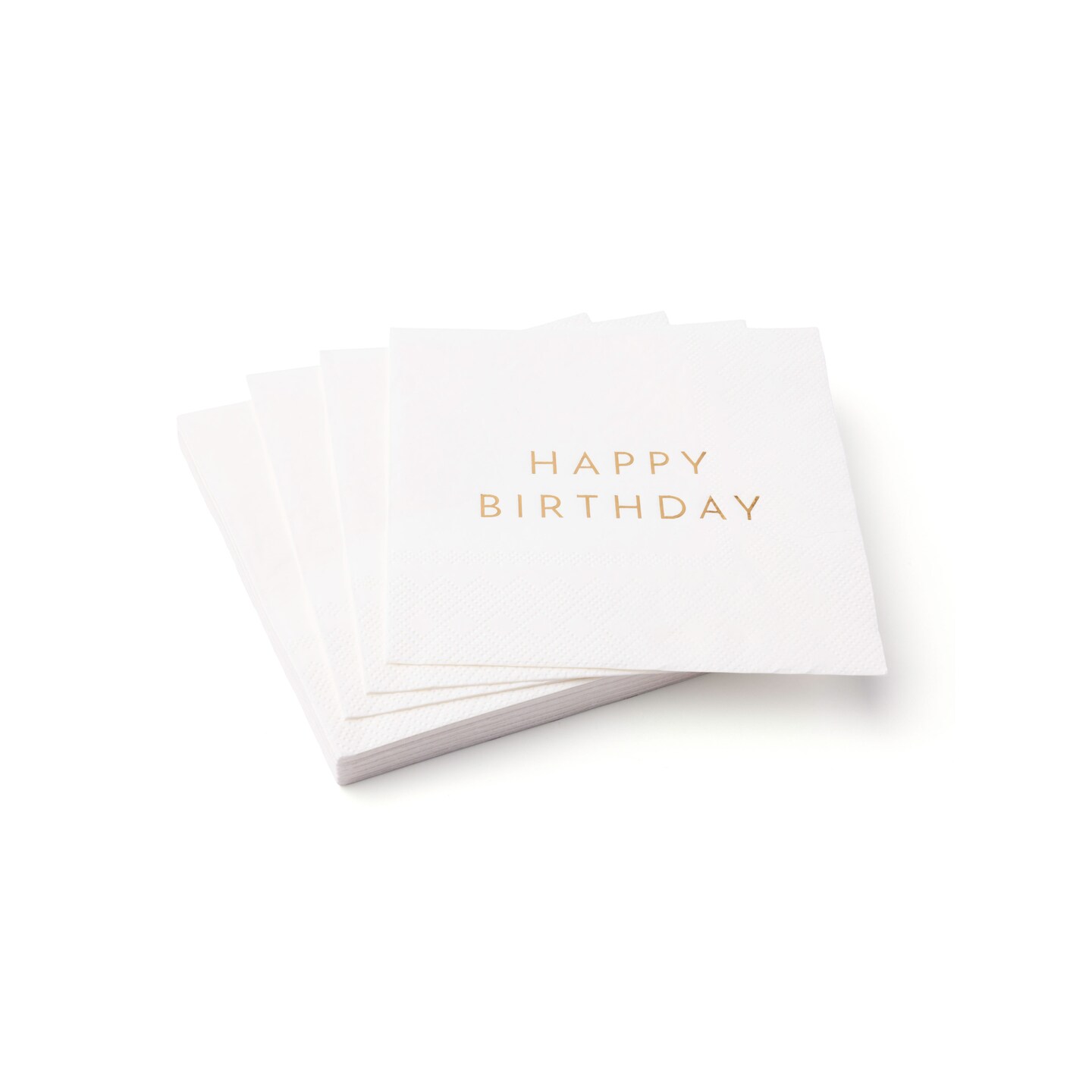WHITE &#x26; GOLD SIGNATURE HAPPY BIRTHDAY COCKTAIL NAPKINS