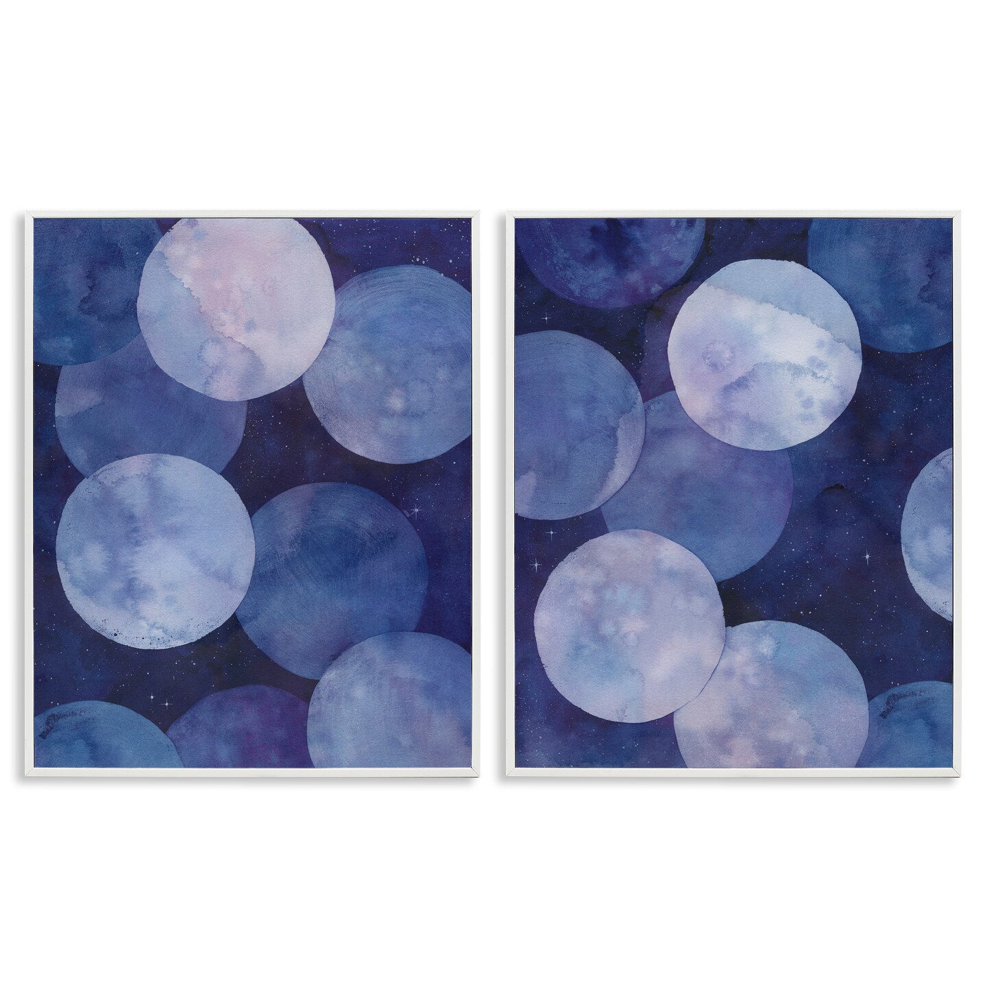 Stupell Industries Abstract Blue Purple Circle Bubbles 2 pc Framed Giclee Wall Art Set Design by Grace Popp