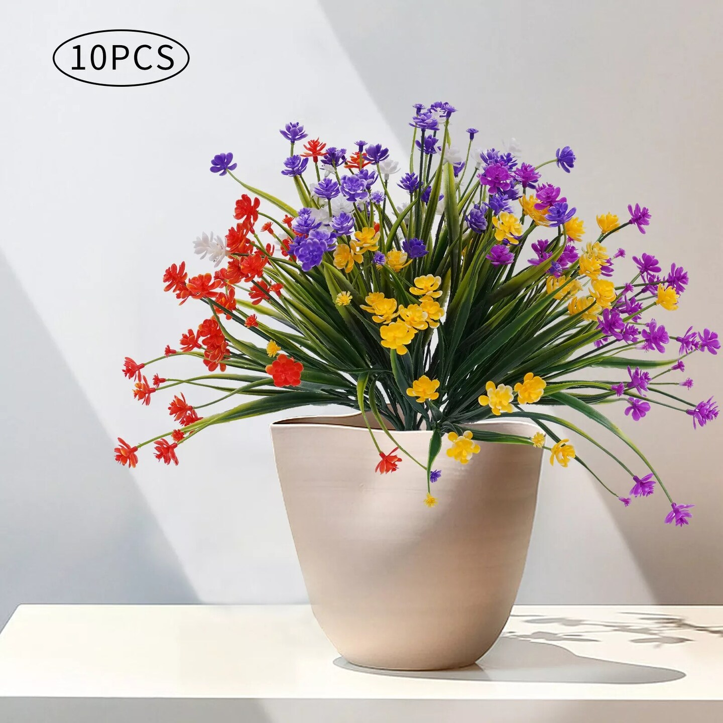 10pcs Set Artificial Flowers Fake Plant Indoor Plastic Flower Wedding Home Decor