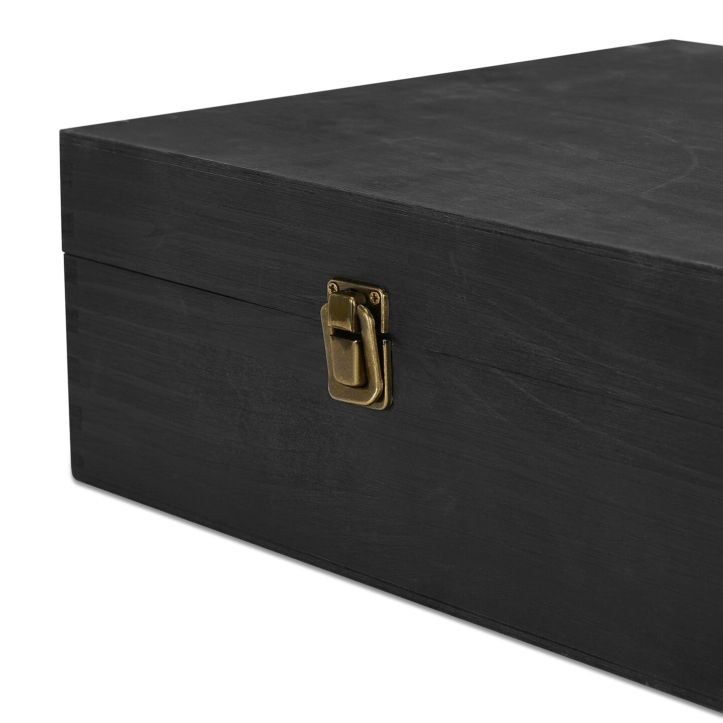 Makerflo Large Pine Wood Memory Box with Black Felt Inside and Hinged with Clasp of Front, Keepsake Wooden Box Ideal for Craft and Personalization (Laser Engraving, Epoxy, UV DTF, and Vinyl)
