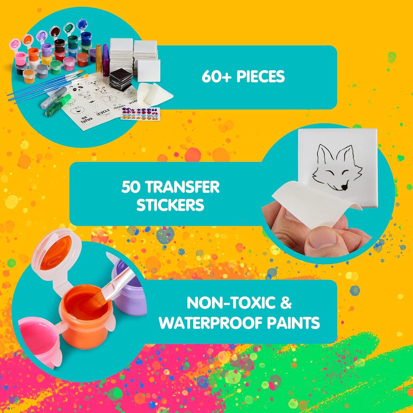 24 Magnetic Mini Tiles Art Kit, Creativity DIY Paint, Arts and Crafts for Kids, DIY Supplies for Party Favors, Family Activity, Birthday Present, Toys Gifts for Boys and Girls Ages3-12
