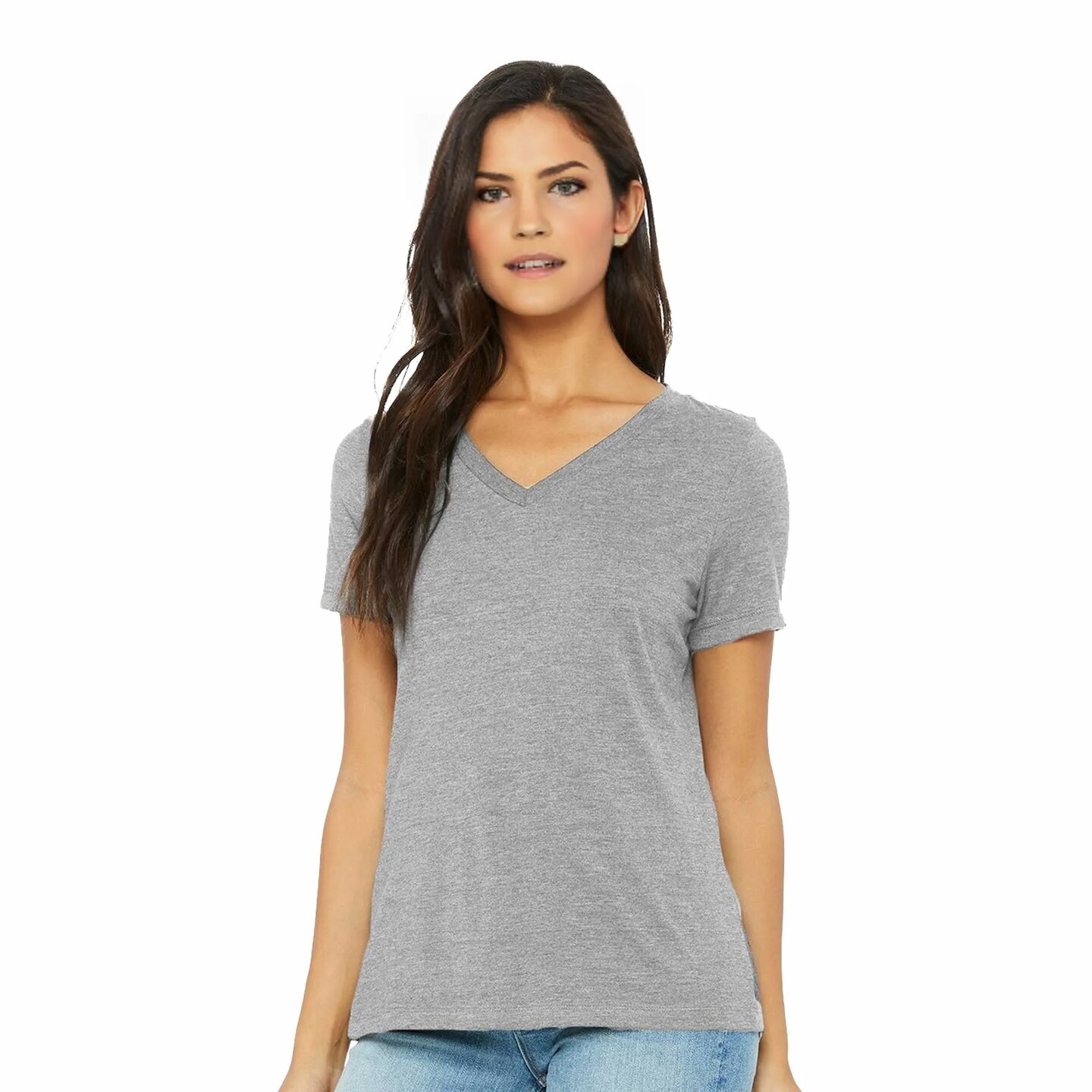 BELLA + CANVAS Women's Relaxed Heather CVC V-Neck Short Sleeve T-Shirt