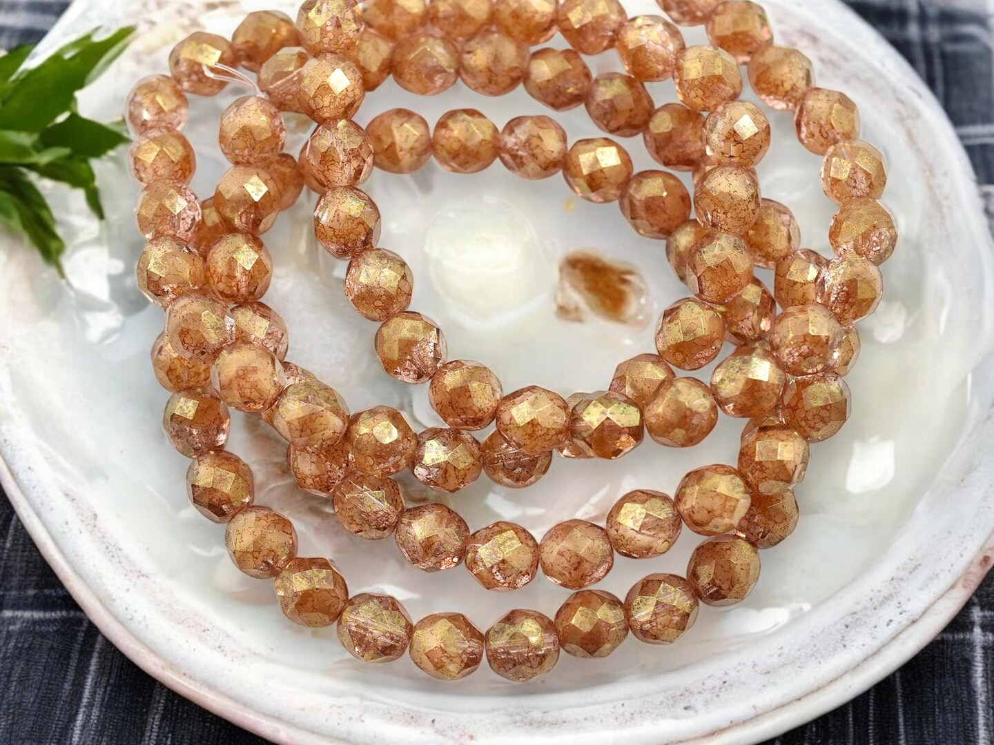 *25* 8mm Golden Topaz Crystal Luster Fire Polished Round Beads