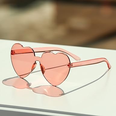 4E&#x27;s Novelty Heart Shaped Sunglasses for Women (2 Pack) - Cute Pink Heart Sunglasses for Parties, Festival &#x26; Valentines Hot Pink Accessories for Women