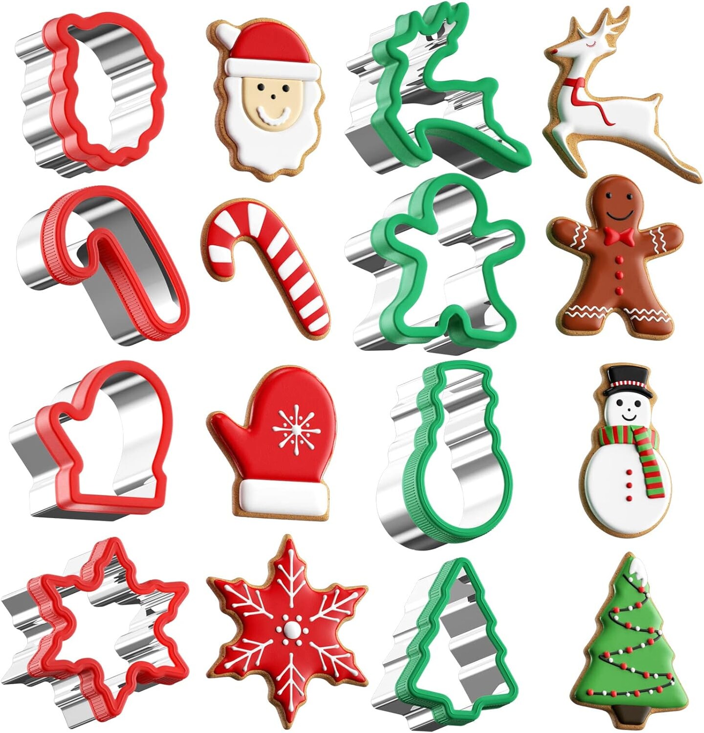 8 Piece Christmas Cookie Cutter Set with Comfort Grip