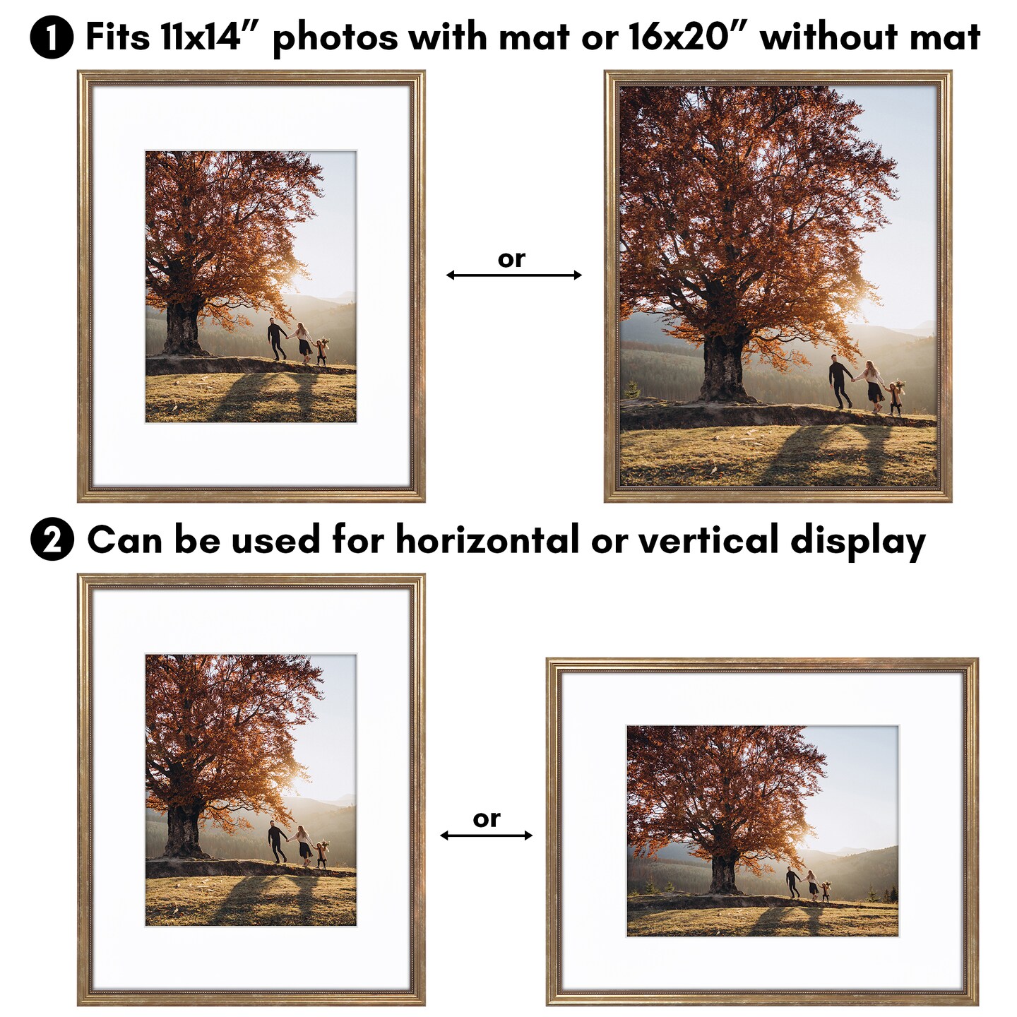 Americanflat Vintage Picture Frame with Mat and Beaded Accents with Shatter Resistant Glass