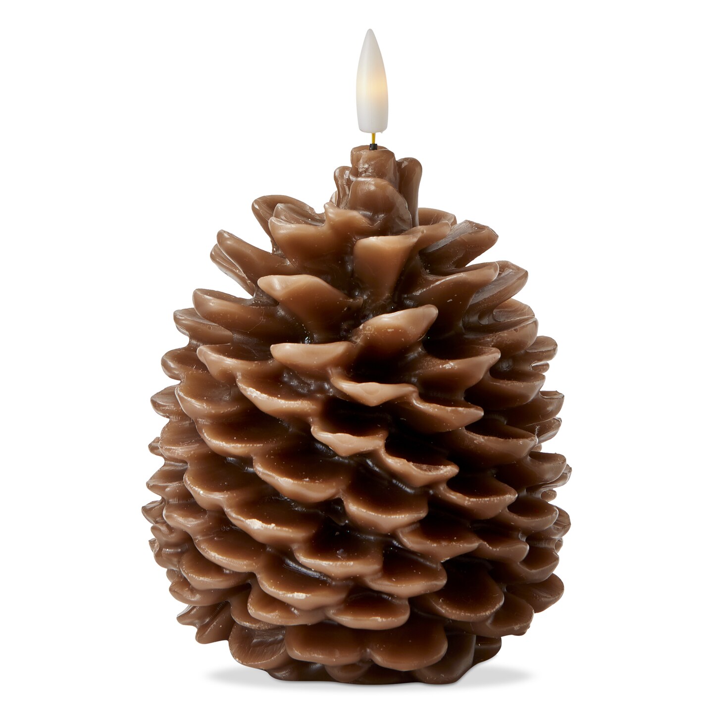 Pinecone Led Candle Brown