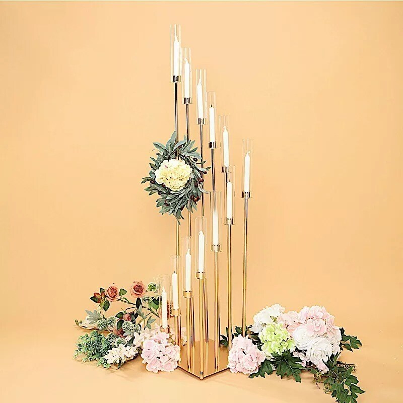 57-Inch tall Gold Candelabra Candle Holder Centerpiece Glass Wedding Home