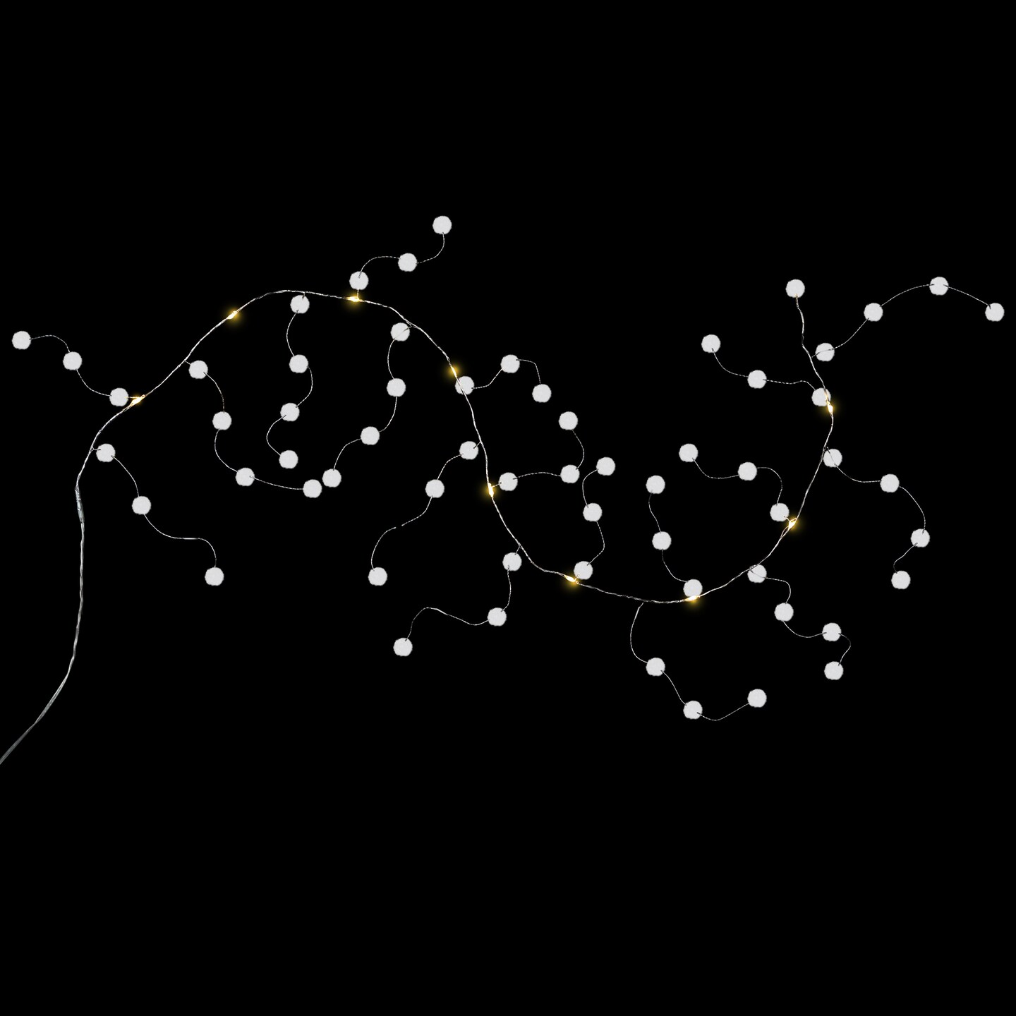 Northlight LED Lighted B/O Pom Pom Garland Christmas Lights - Warm White - 4.25&#x27; Clear Wire - 10ct