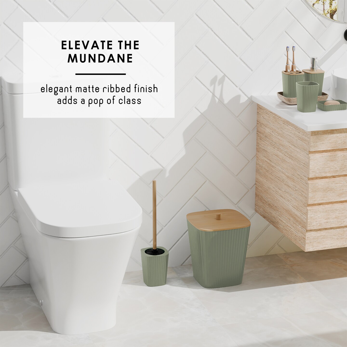 Clara Clark Bamboo Bathroom Accessories Set