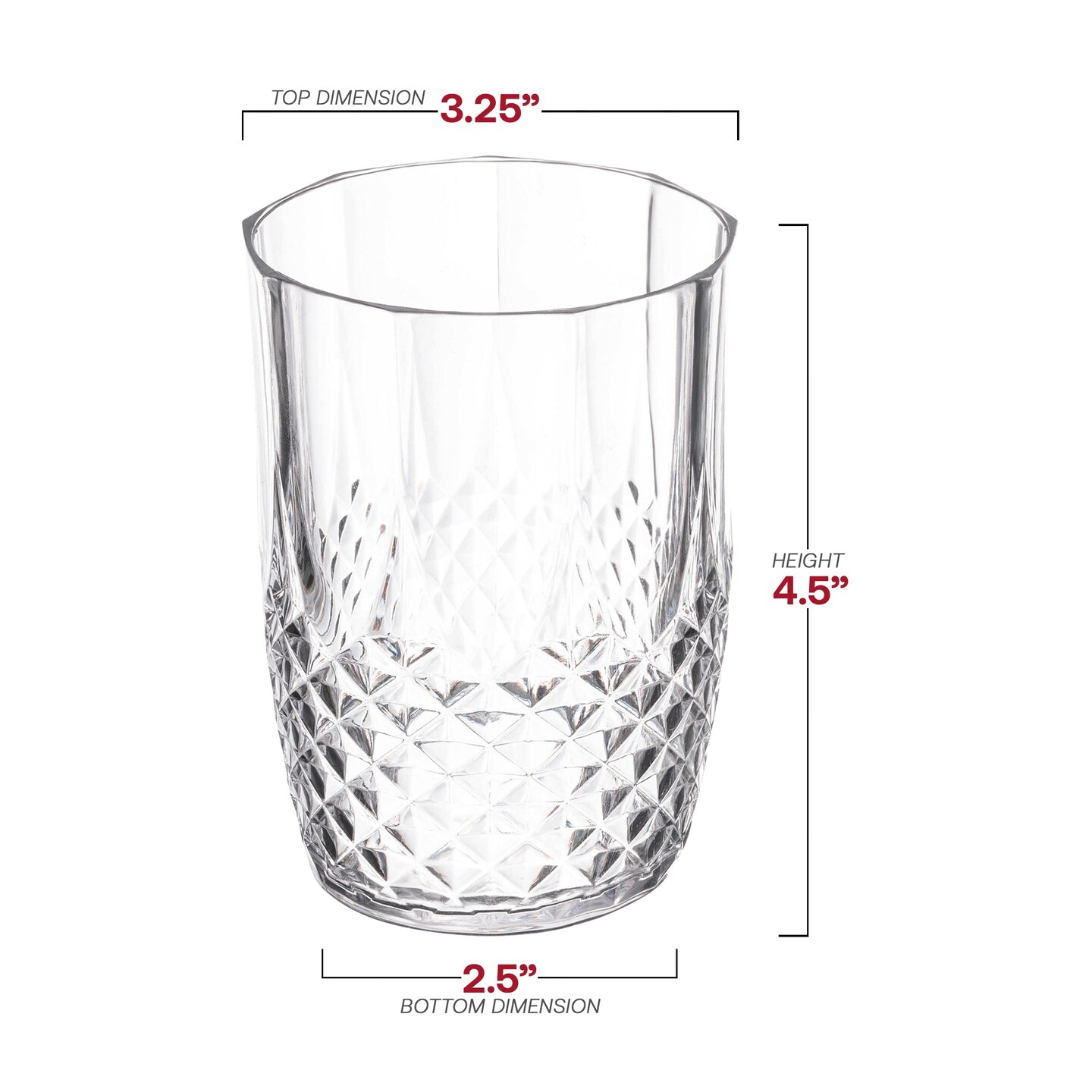Clear Stripe Round Disposable Plastic Tumblers - 16 oz. (48 Tumblers)