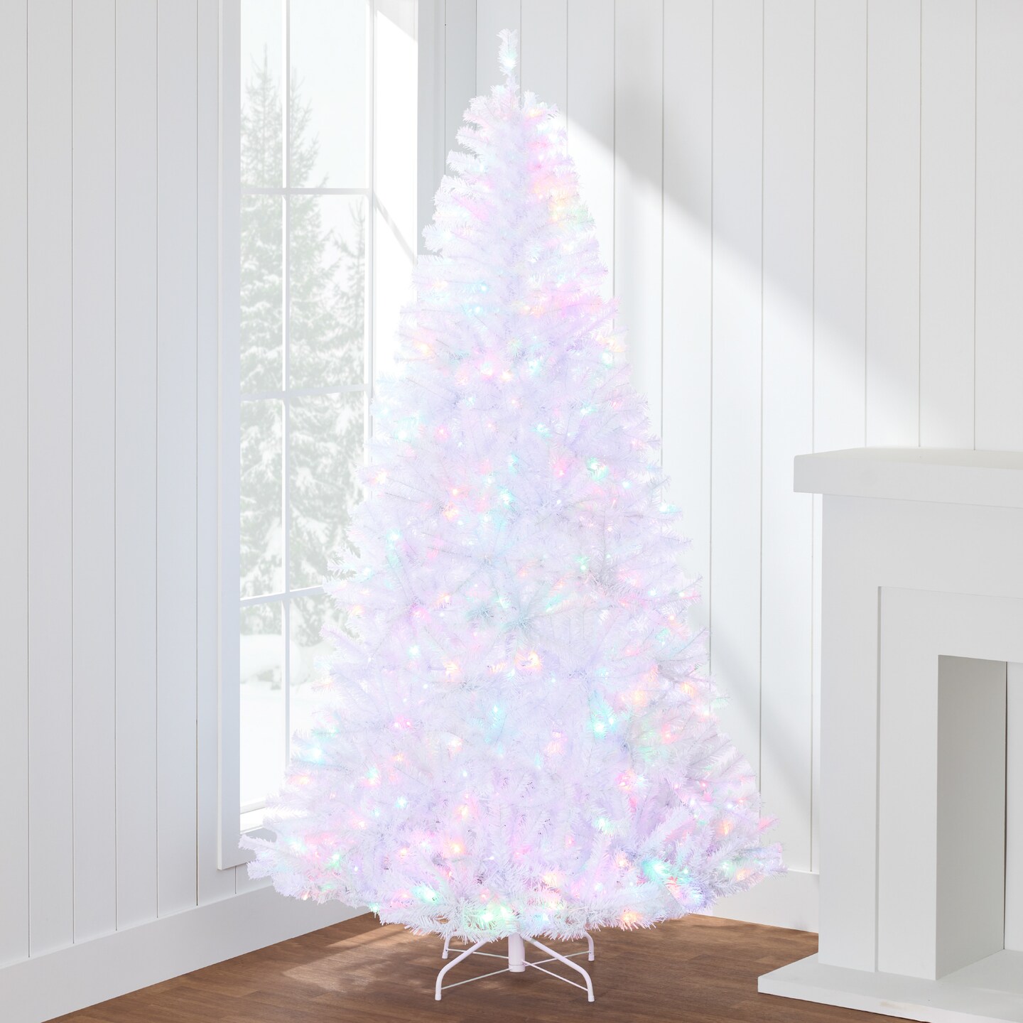 Best Choice Products Pre-Lit Premium Hinged White Artificial Christmas Pine Tree w/ Lights, Stand, PVC Branch Tips