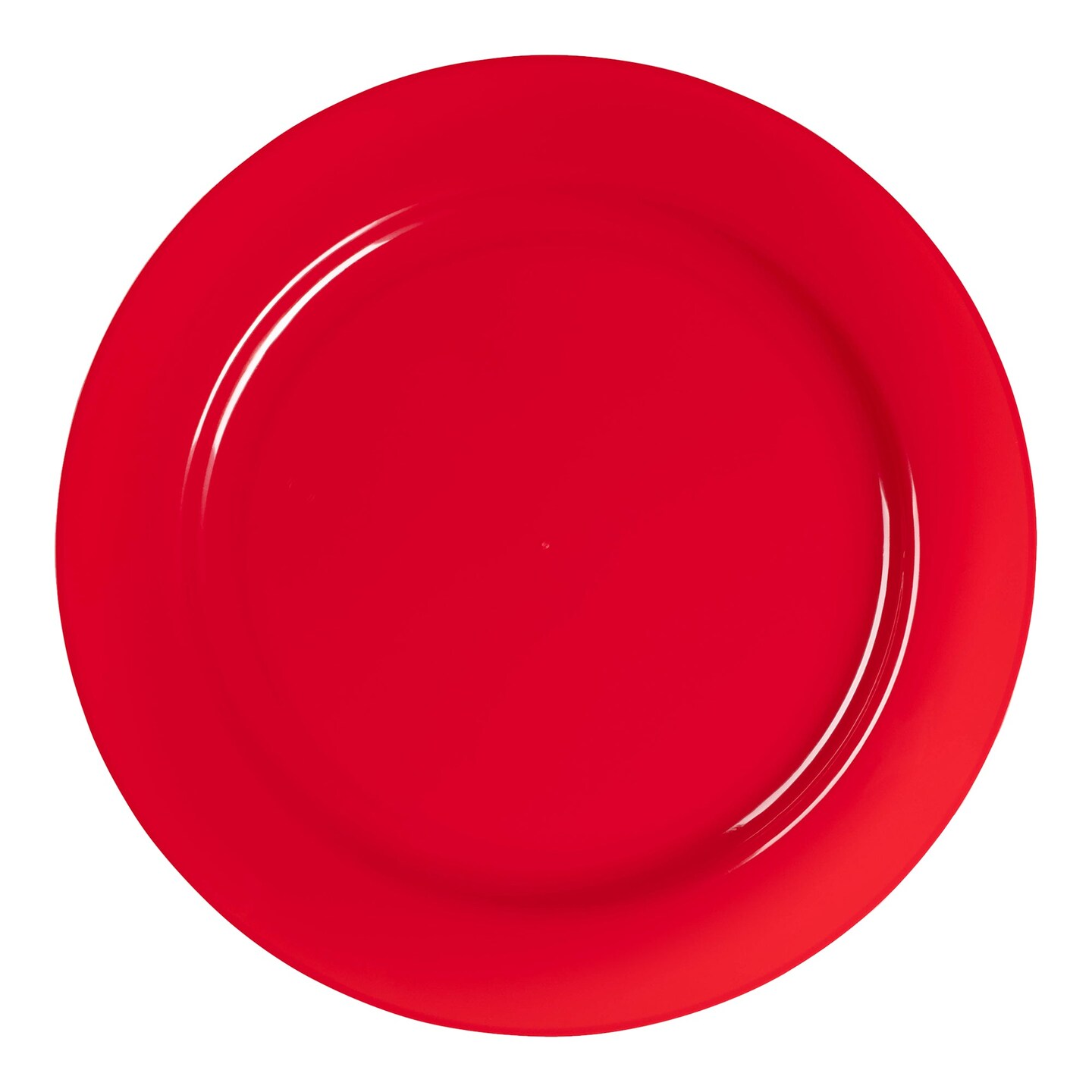Solid Red Holiday Round Disposable Plastic Dinner Plates - 10.25" (120 Plates)