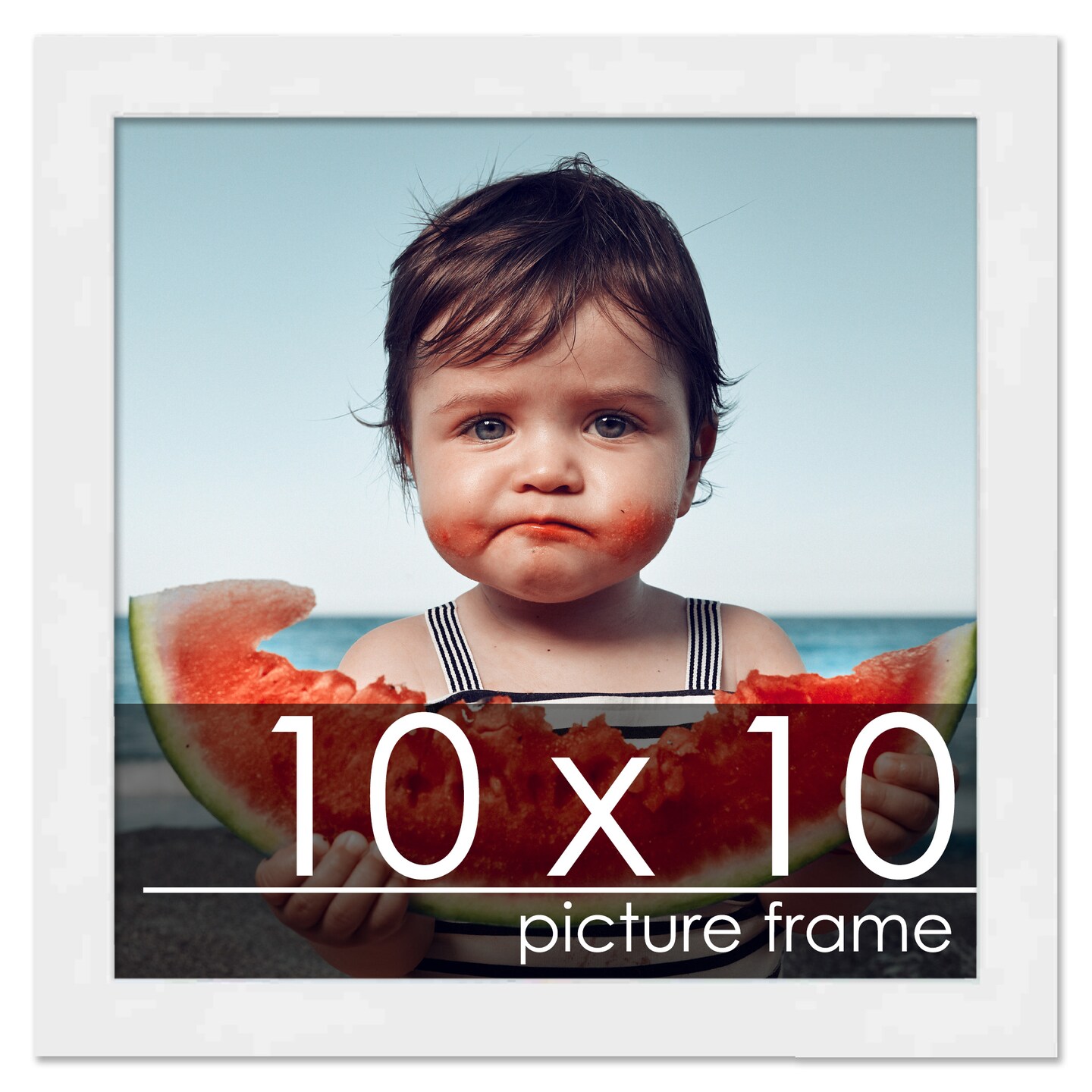 Square Classic Modern White Picture Frame - UV Acrylic, Foam Board Backing, Hanging Hardware
