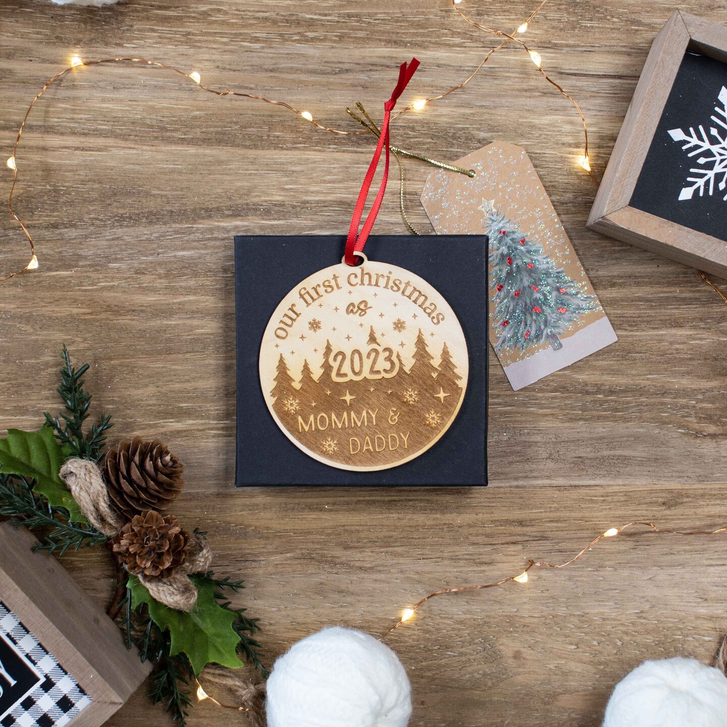Our First Christmas as Mommy and Daddy Ornament Personalized | Unique Custom Christmas Ornament Wedding Gift Stocking Stuffer