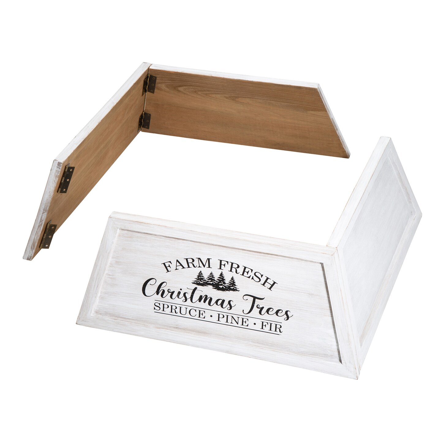 Set of 2 26"L Wooden Trapezoid Farm Fresh Christmas Trees Tree Collar