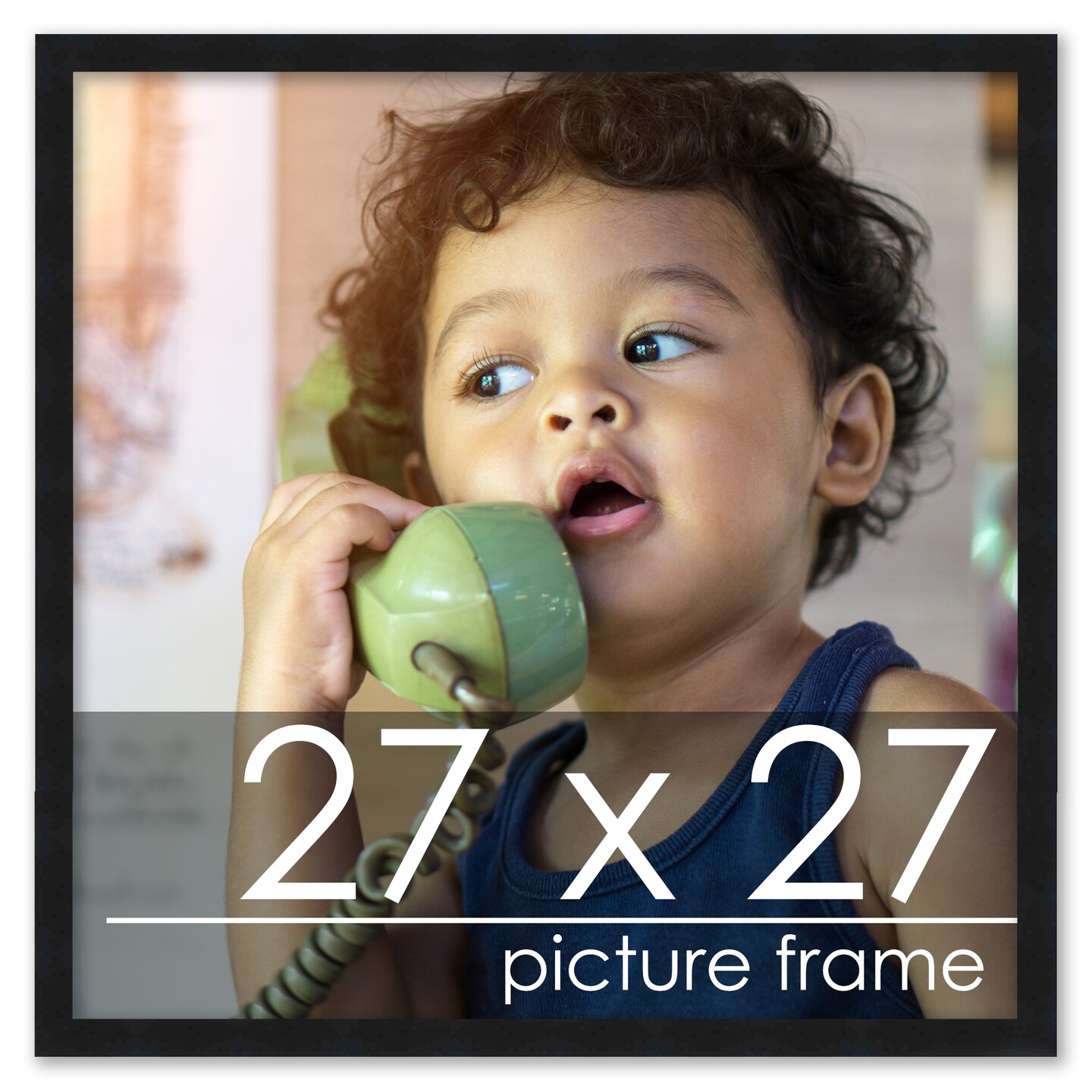 Square Classic Modern Black Picture Frame - UV Acrylic, Foam Board Backing, Hanging Hardware