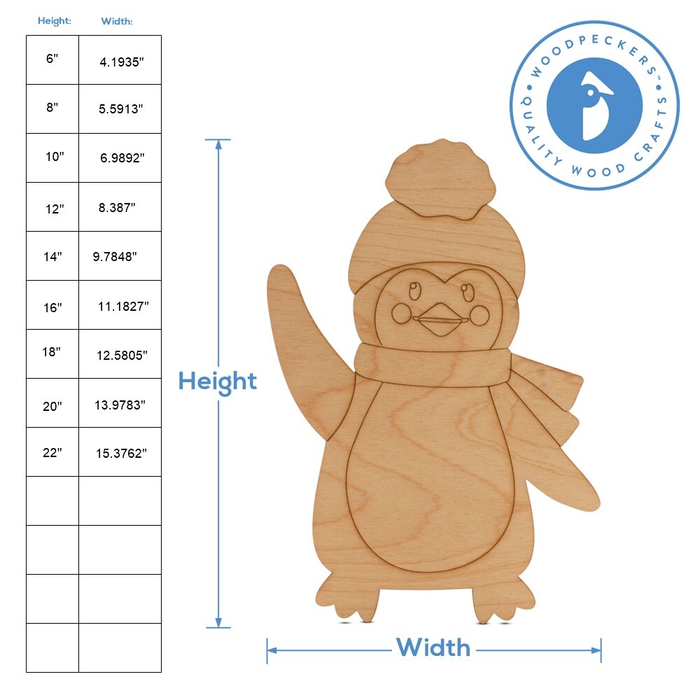 Christmas Wood Penguin Cutout, From 6&#x22;- 22&#x22;,  Craft/Decor | Woodpeckers
