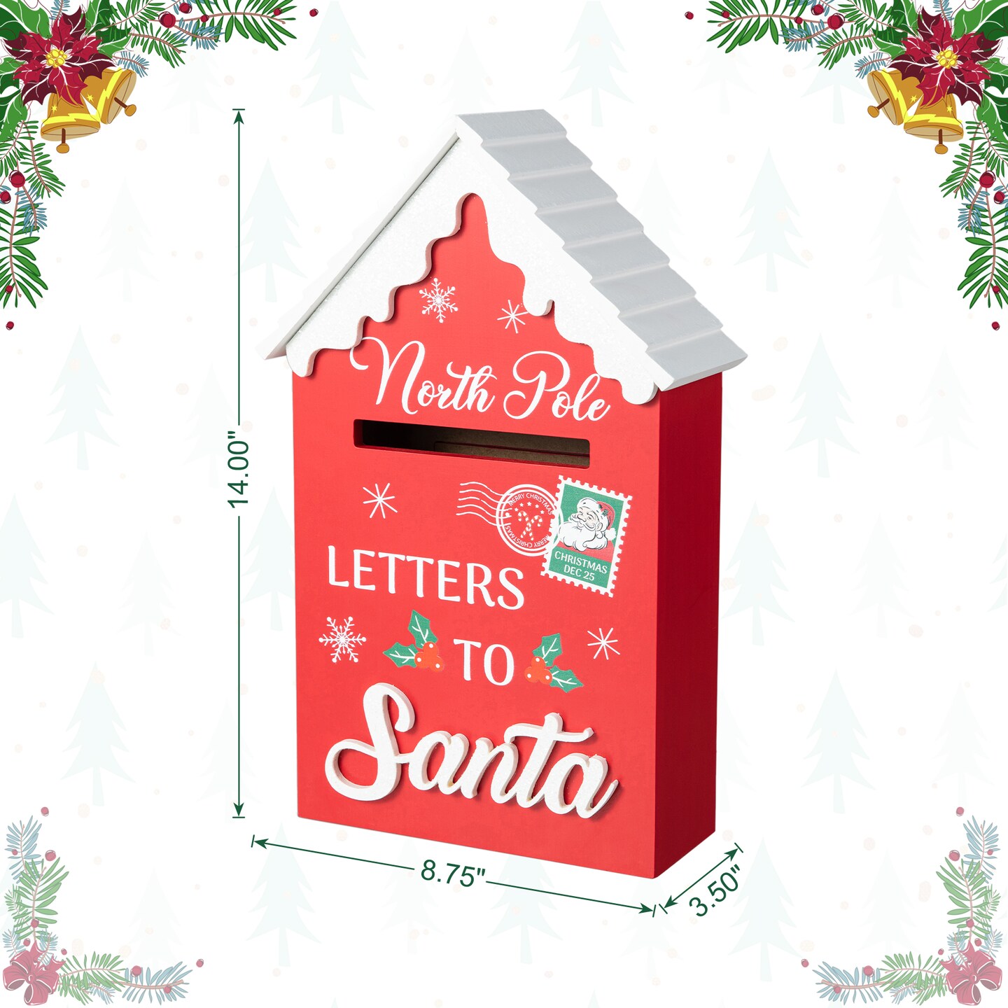 14&#x27;&#x27;H Christmas Wooden Mailbox Table Decor