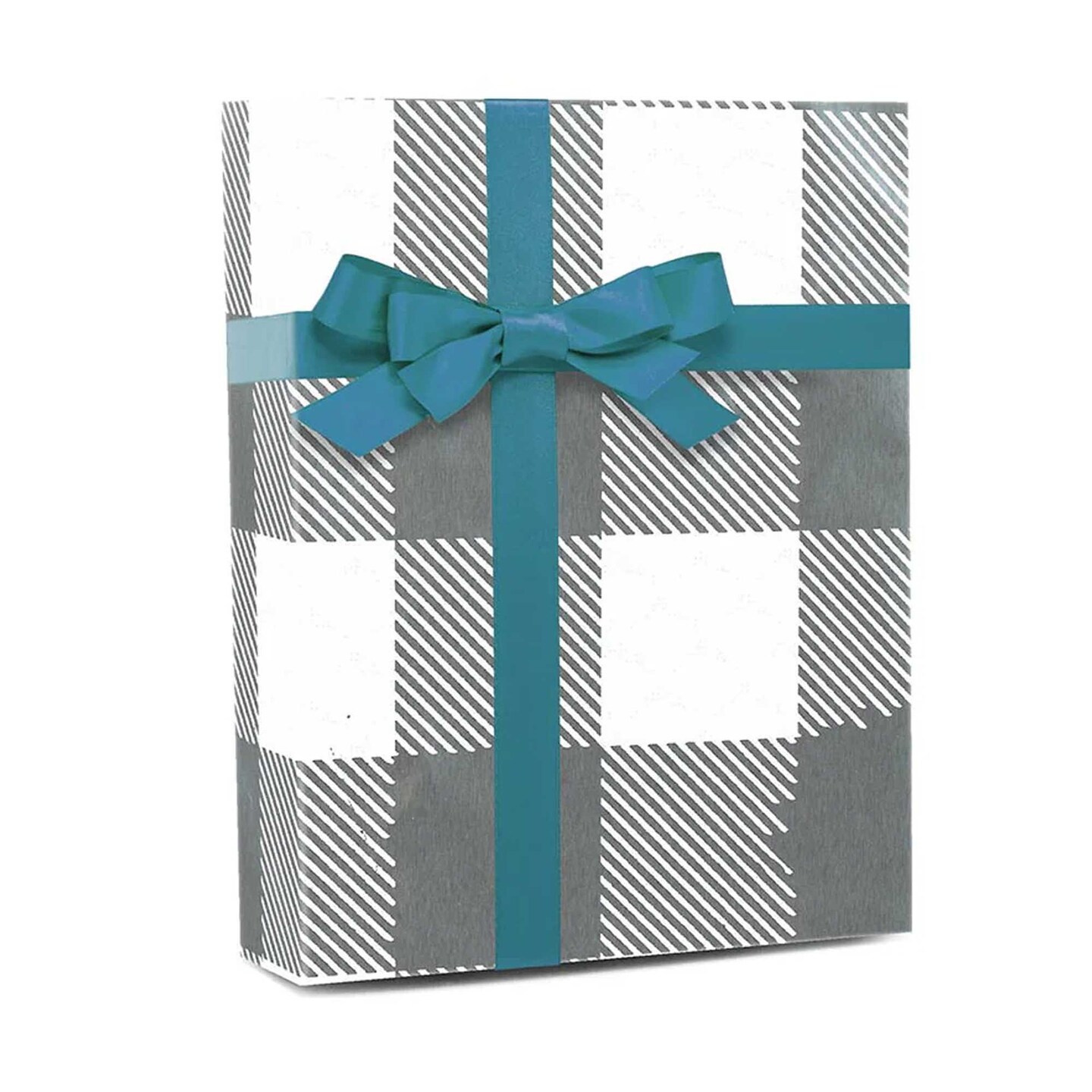 Plaid Christmas Wrapping Paper Silver Metal Lumberjack 26 ''x833 '