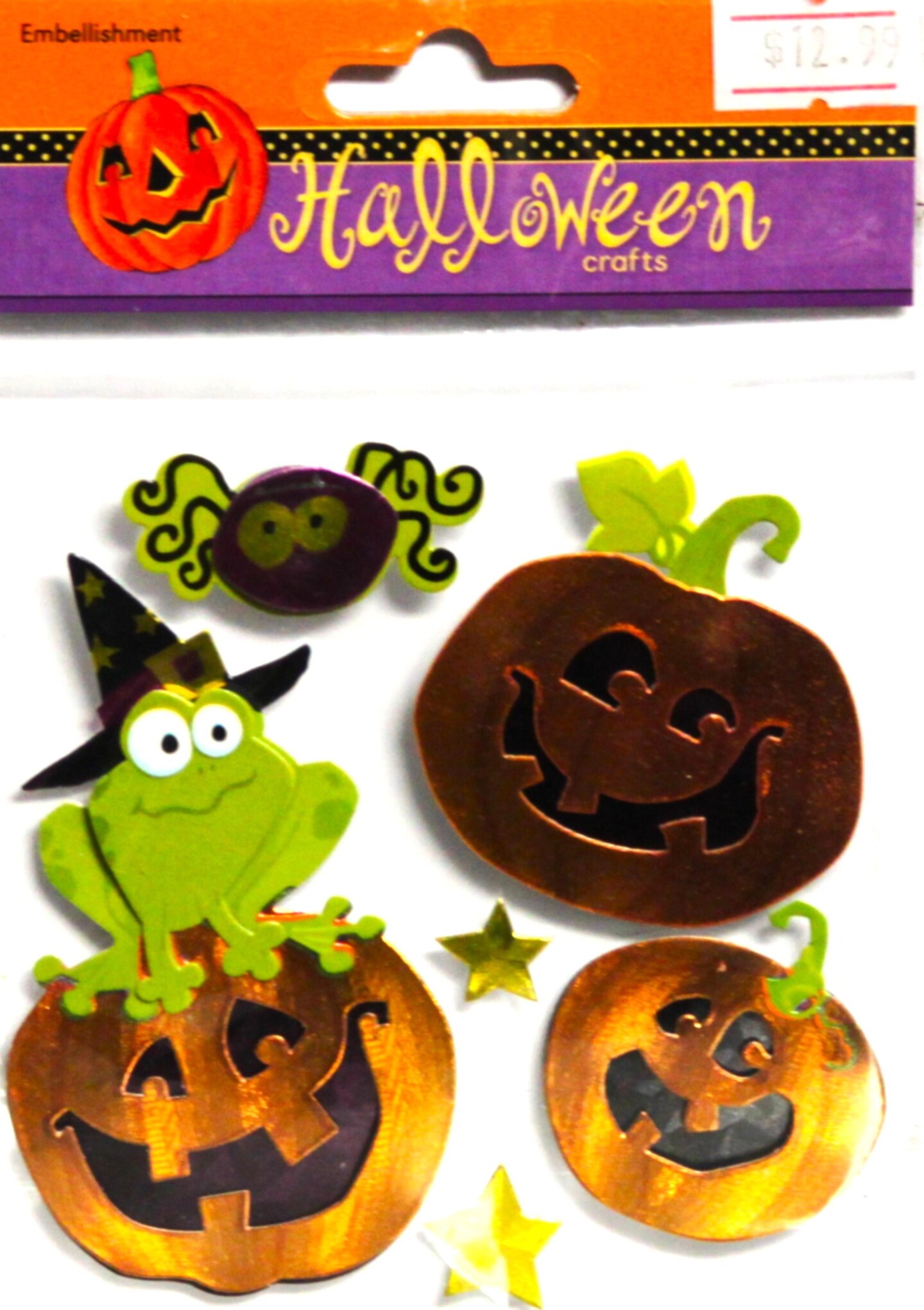 Halloween Crafts Metallic Halloween Pumpkins Dimensional Stickers