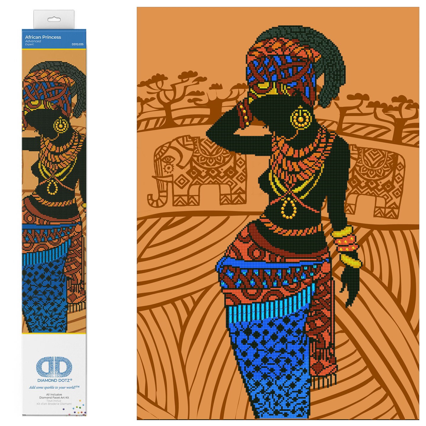 Diamond Dotz African Princess Portrait Diamond Painting Kits for Adults - Diamond Art Kits a Relaxing Creative Craft Kit with Dotz Gems 30x20.5