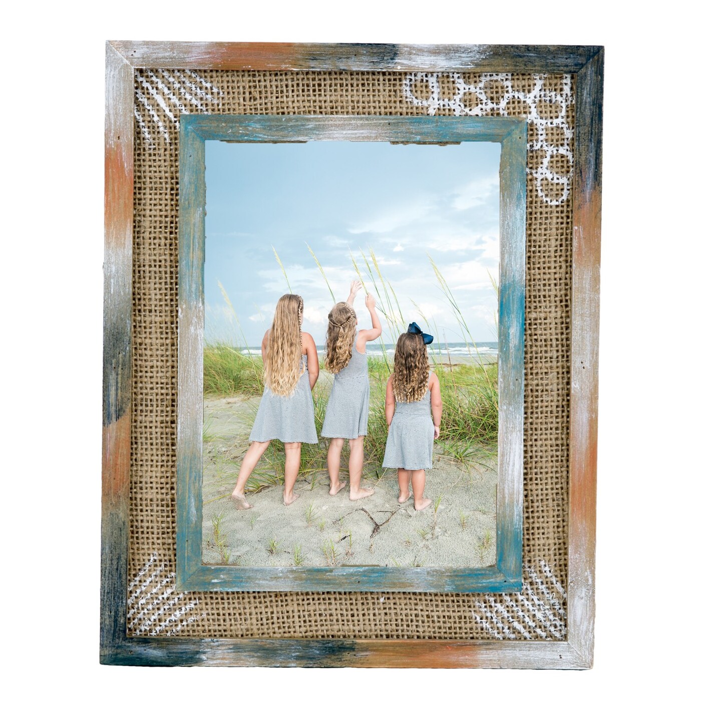Wood Frame With Burlap Photo Frame Picture Holder For Wall Shelf Or Tabletop Decor Decoration 7.625&#x22; x 9.875&#x22; x 0.5&#x22;