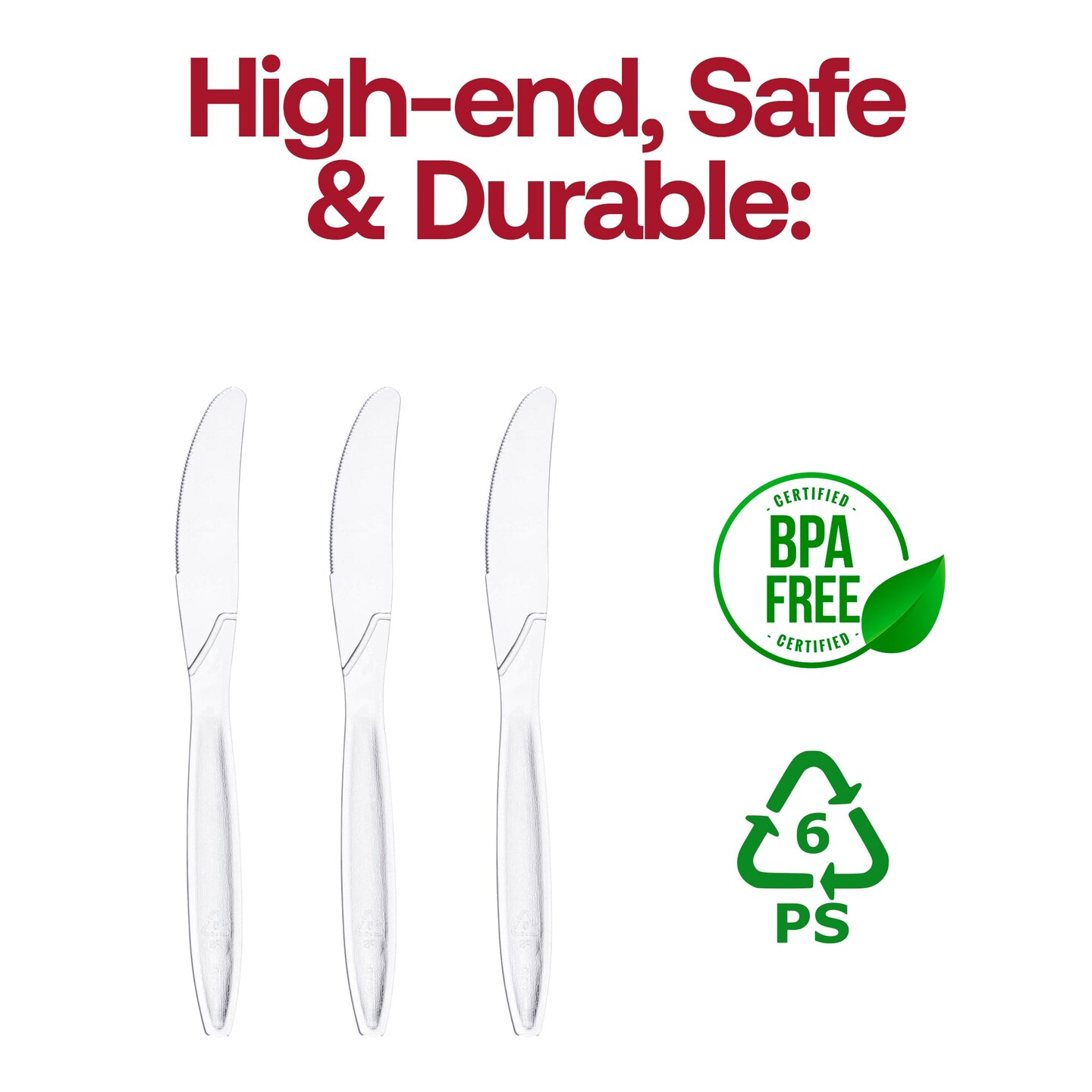 Clear Plastic Disposable Knives (1000 Knives)