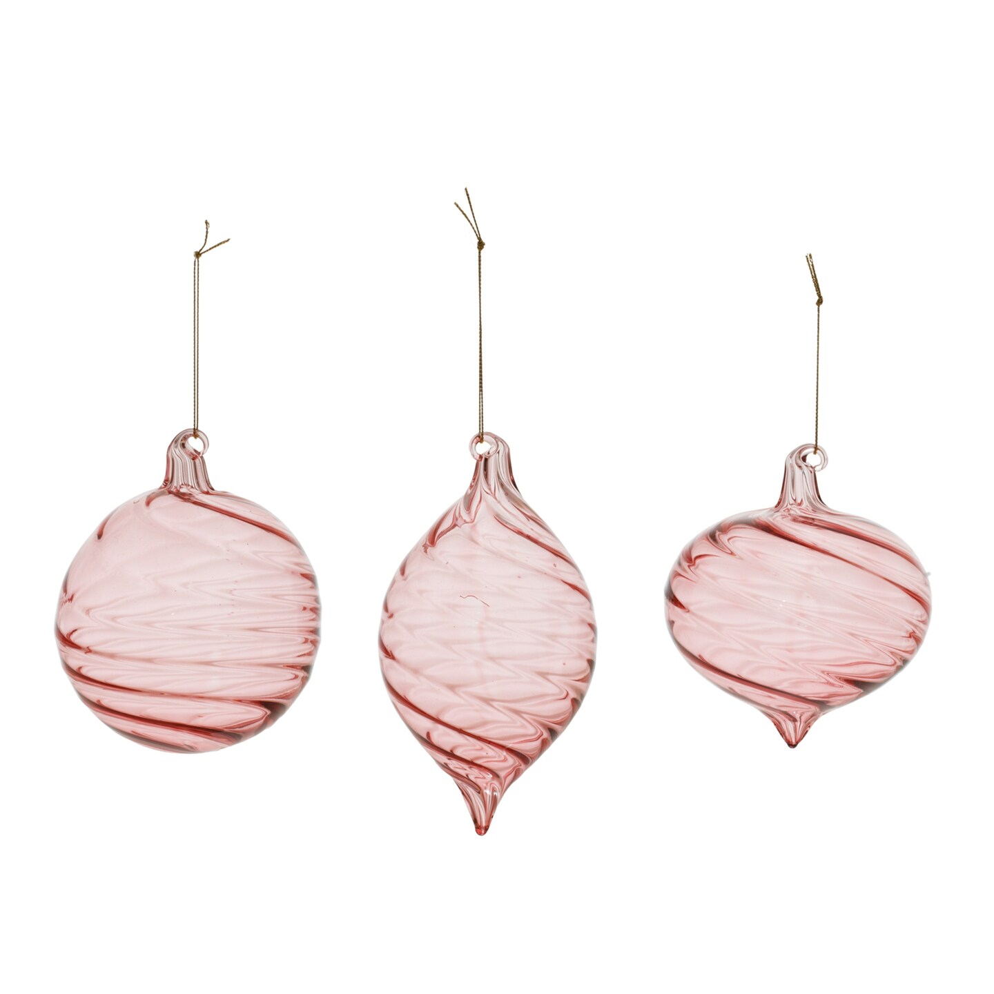 Melrose Swirled Glass Christmas Ornaments - 6&#x22; - Pink - 6ct