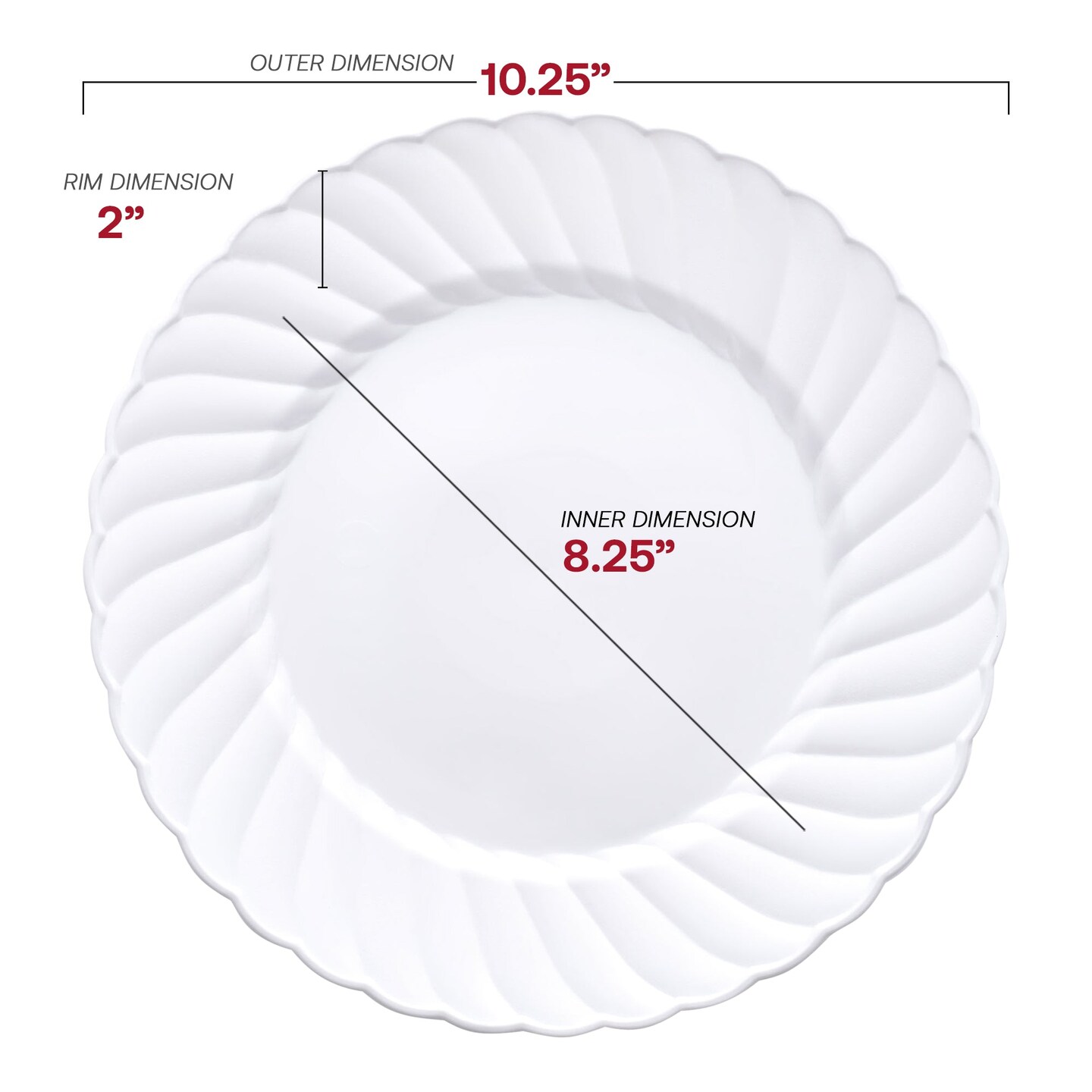 White Flair Plastic Dinner Plates - 10.25&#x22; (144 Plates)