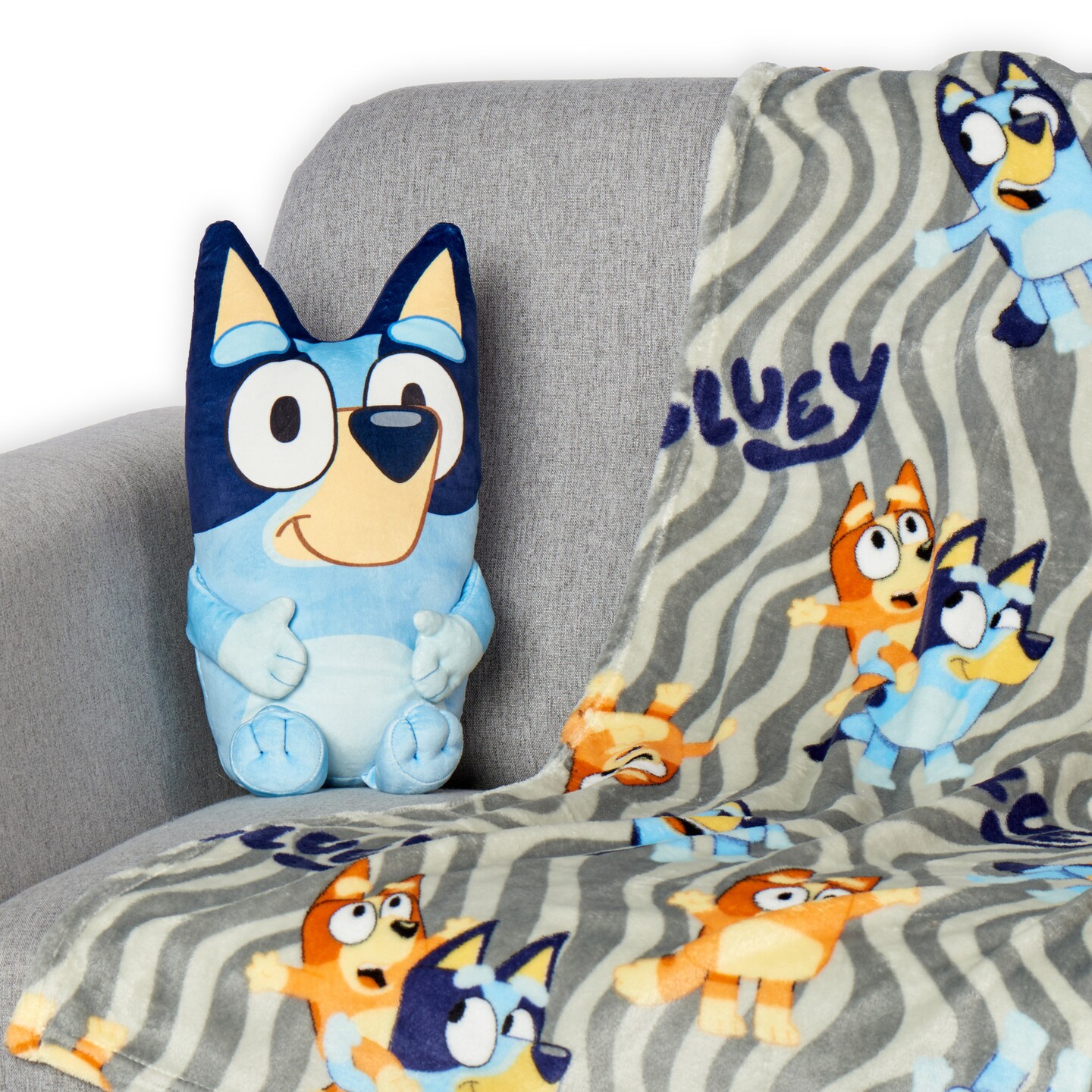 BBC Studios Bluey Fun Silk Touch Throw Blanket 50X60 inches and Hugger Set, 11 inches