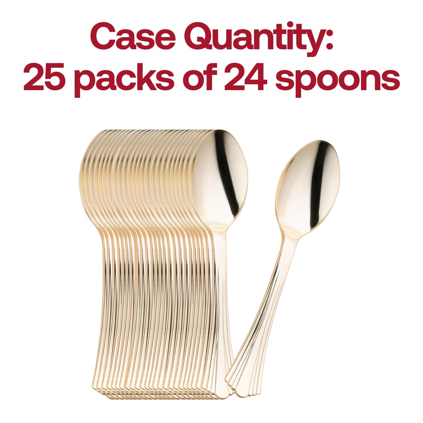 Shiny Metallic Groove Gold Plastic Spoons (600 Spoons)
