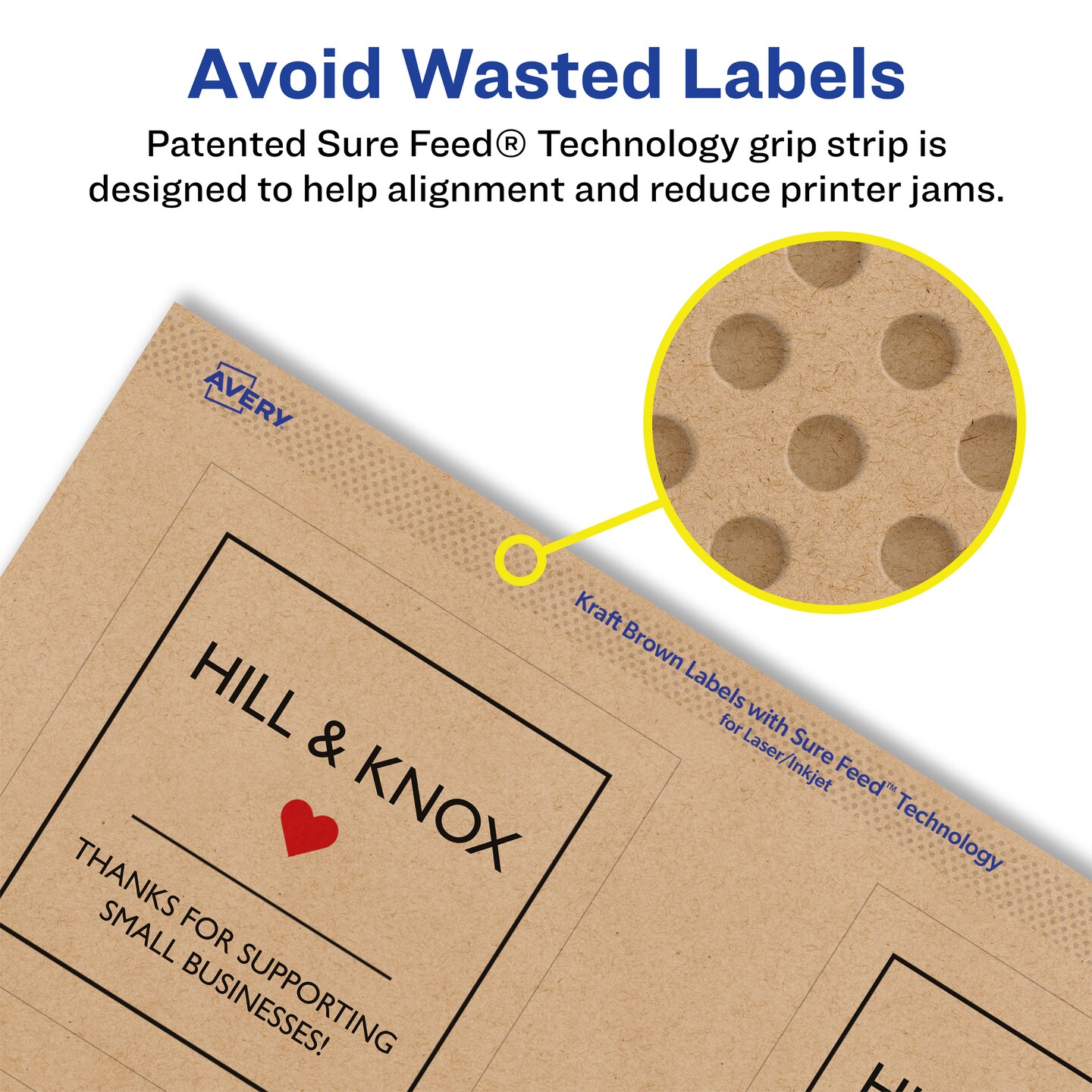 Avery Kraft Brown Square Labels with Sure Feed, 3&#x22; x 3&#x22;