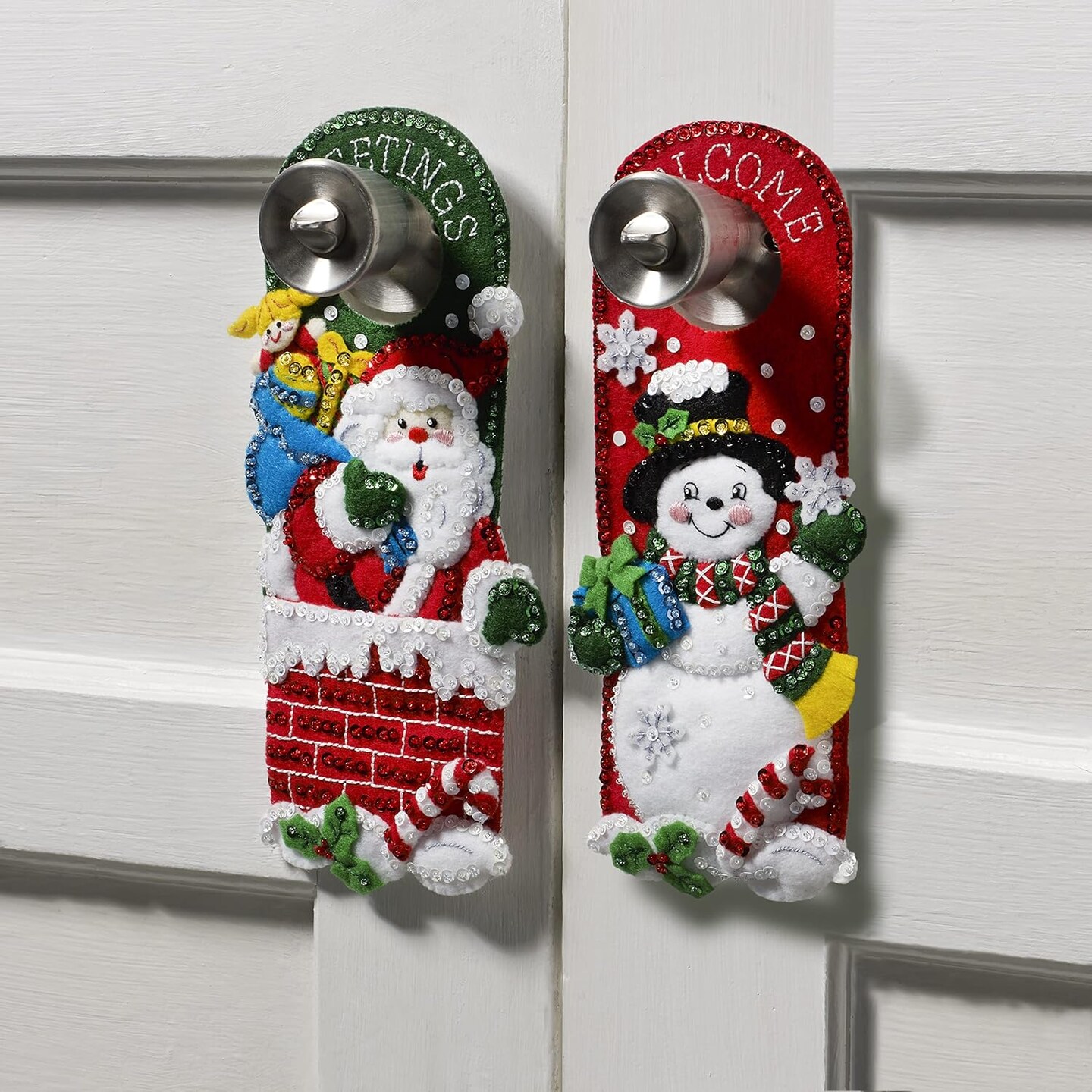 Felt Applique 2 Piece Door Hanger Kit, Holiday, Perfect for DIY Arts and Crafts, 89471E